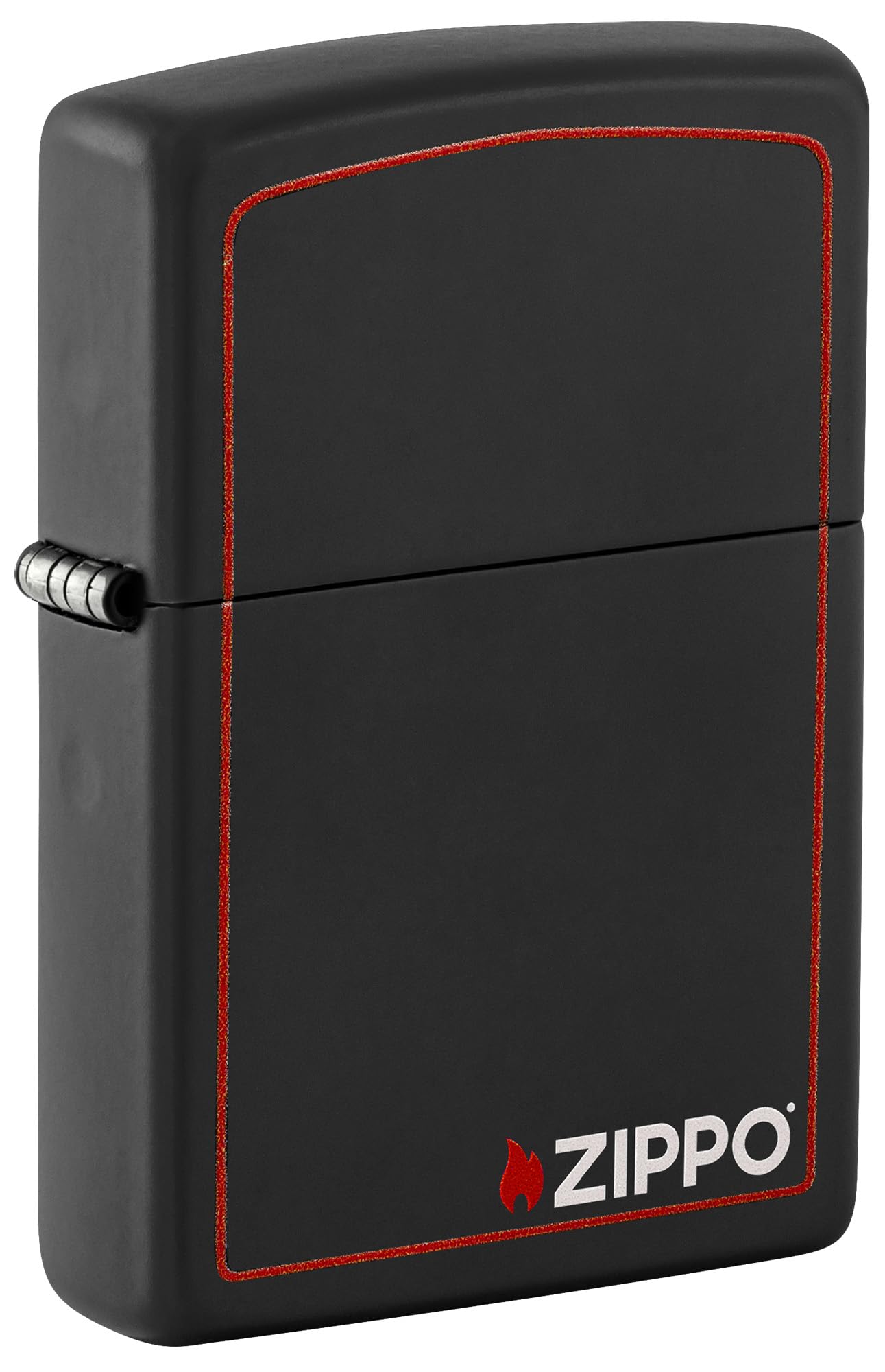 Zippo 218ZB Windproof Lighter Black Matte with Logo & Red Border
