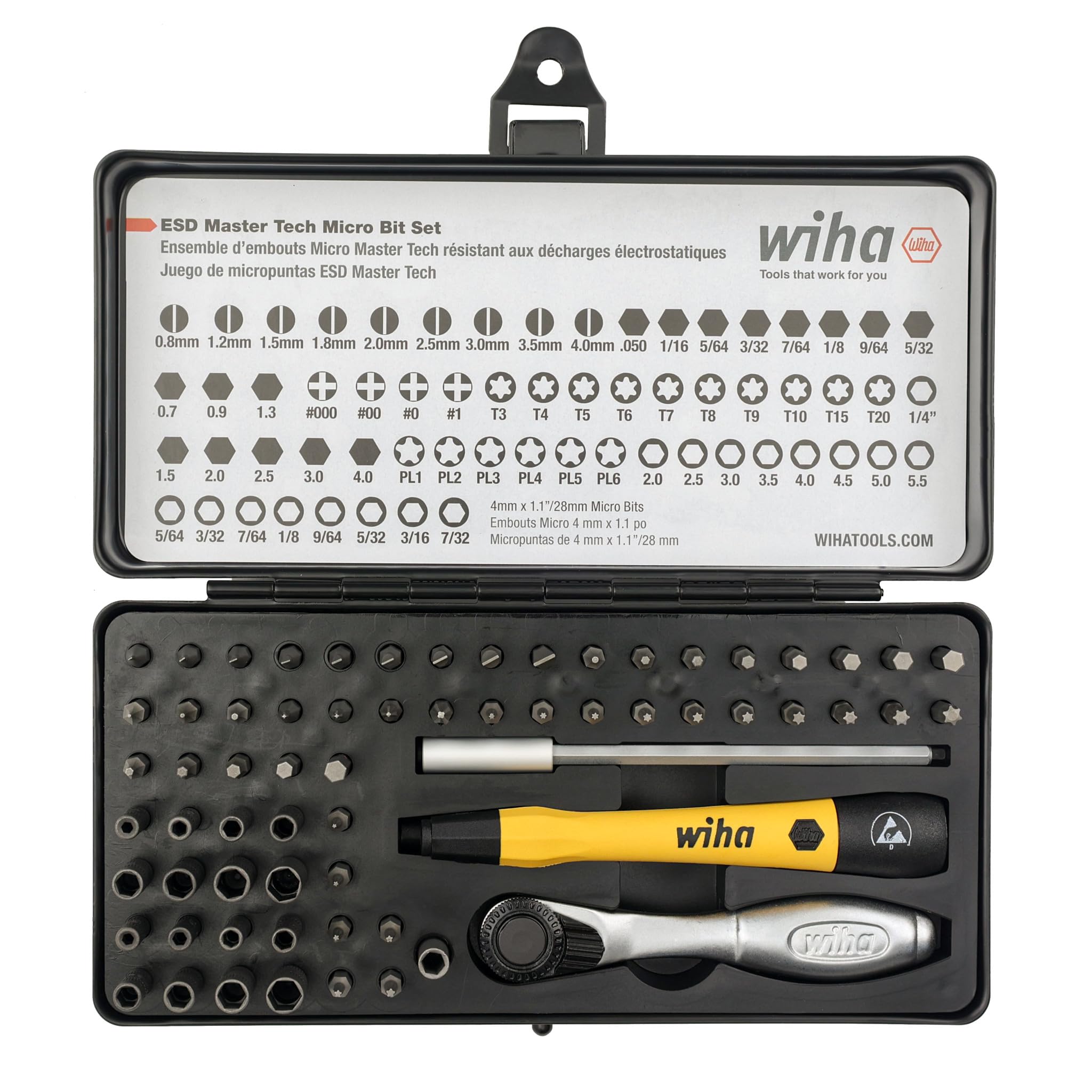 Wiha 75965 System-4 ESD Safe Master Technician Ratchet & MicroBits Set - 65pcSet