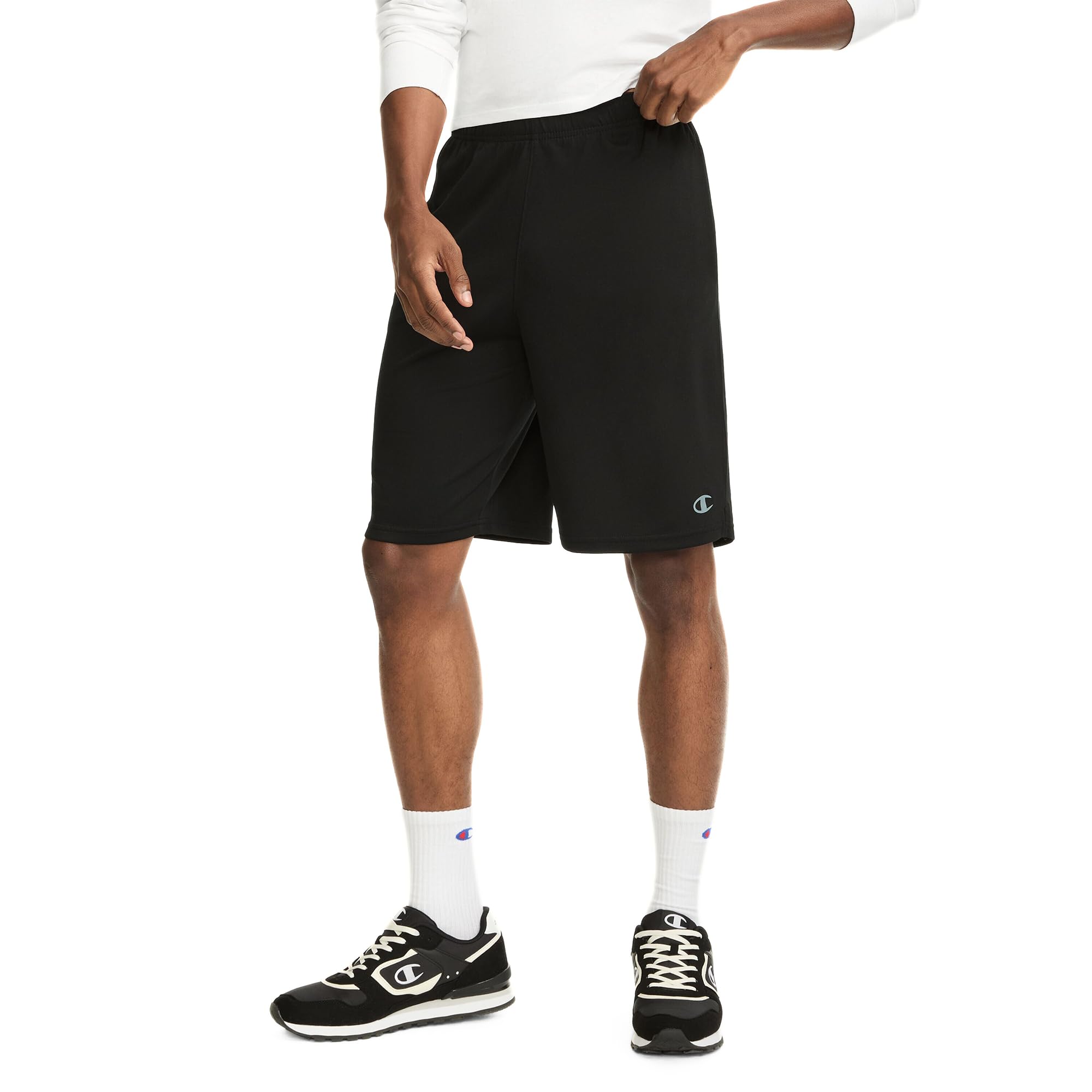 Champion Men's Sport Shorts, Standard Fit, 10 Inch Inseam, Lightweight Fabric, Moisture-Wicking, Available in Regular and Big & Tall, Black, X-Large