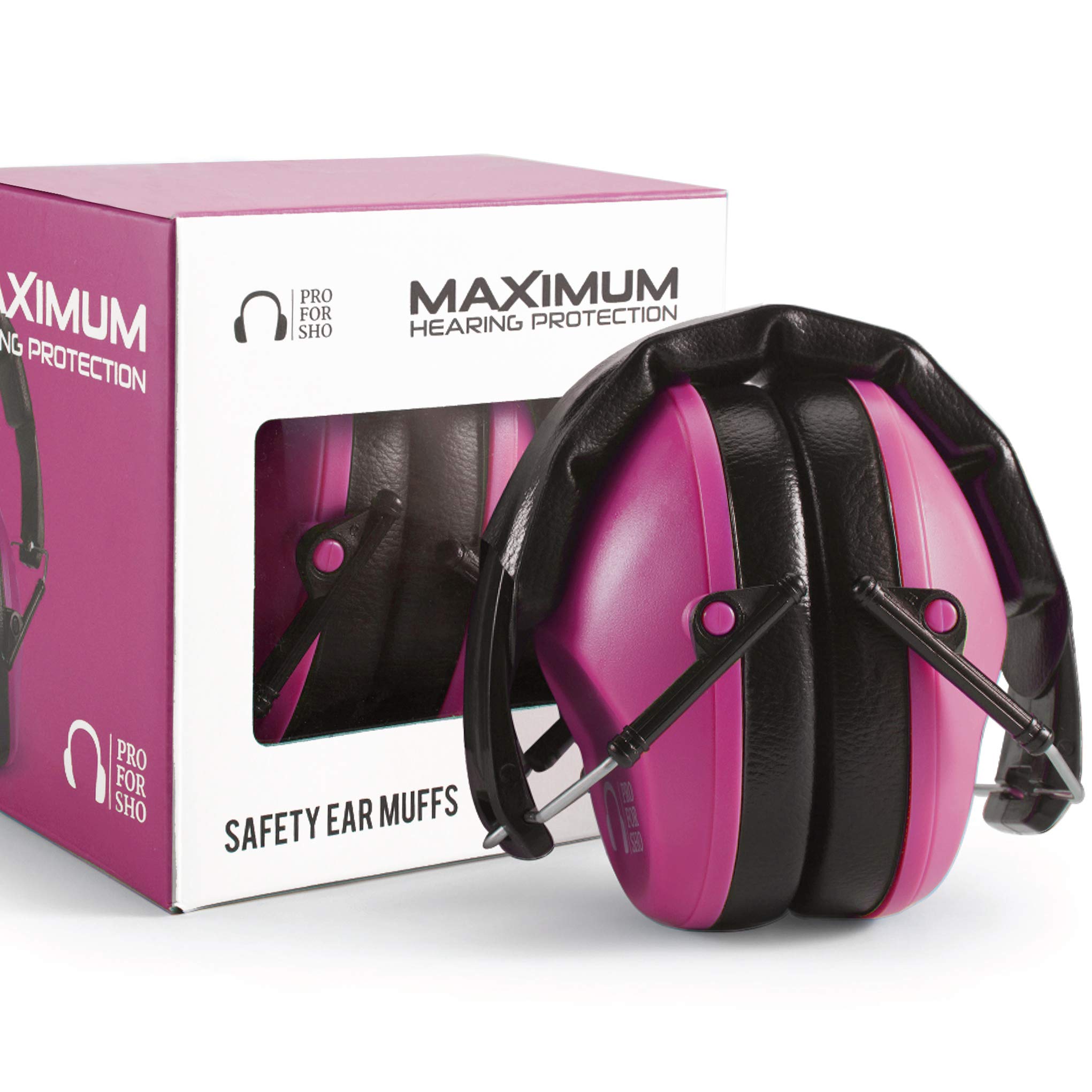Pro For Sho 34dB NRR Ear Protection, Noise Reduction Ear Muffs - Pink