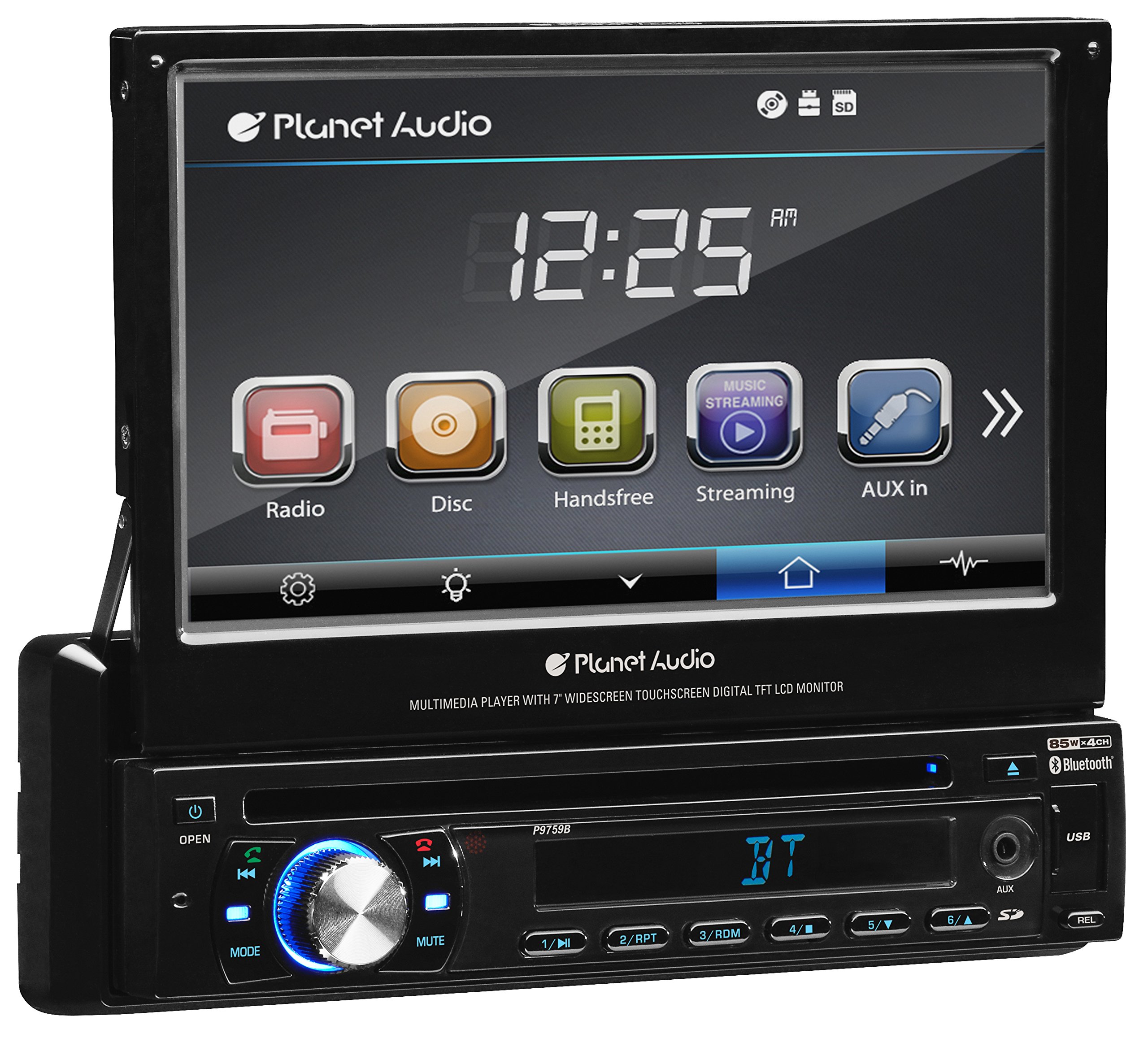Planet Audio P9759B 7" Flipout SDin Touchscreen Monitor Bluetooth DVD/CD USB/SD