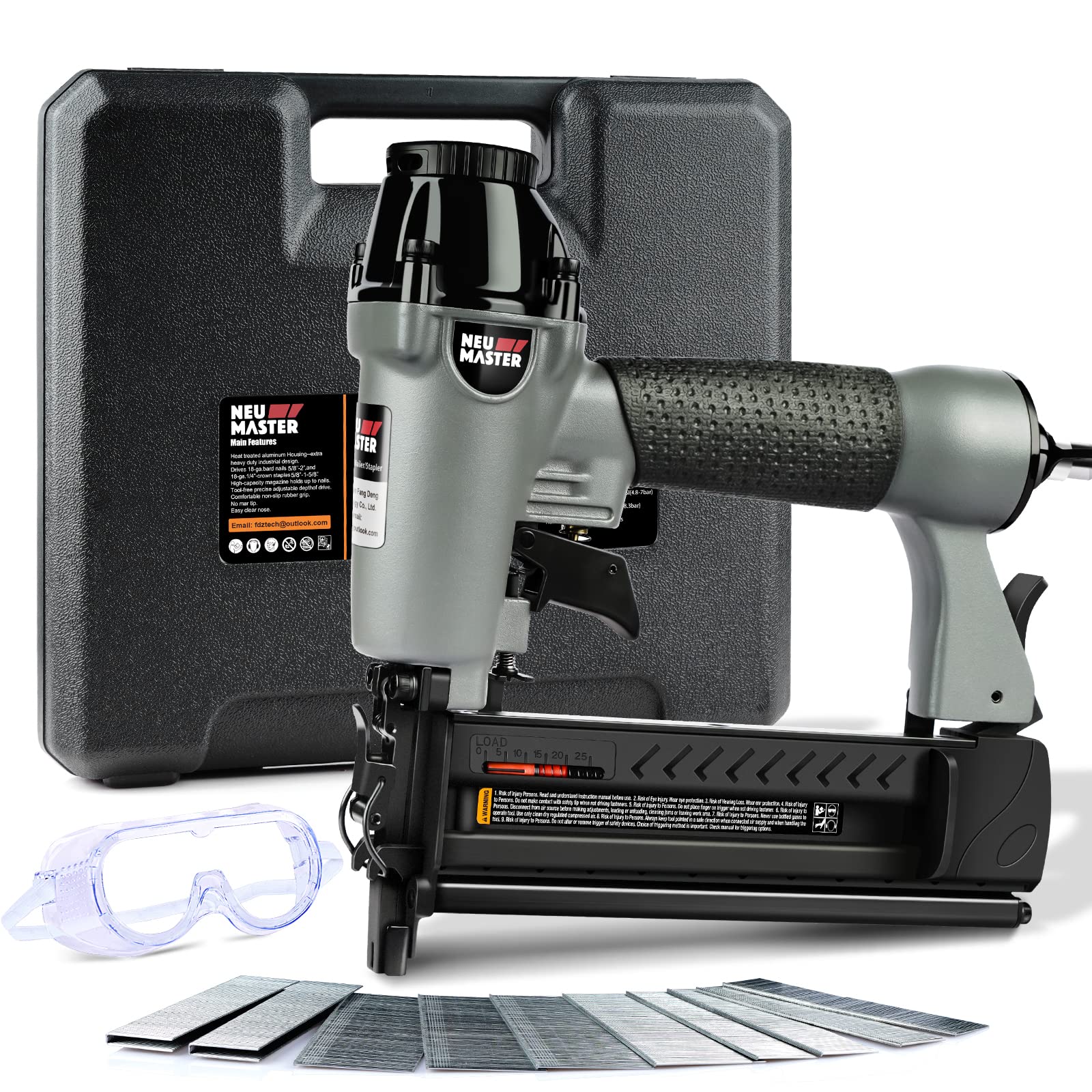 NEU Master Nail Gun, 2 in 1 Pneumatic Brad Nailer/Staple Gun