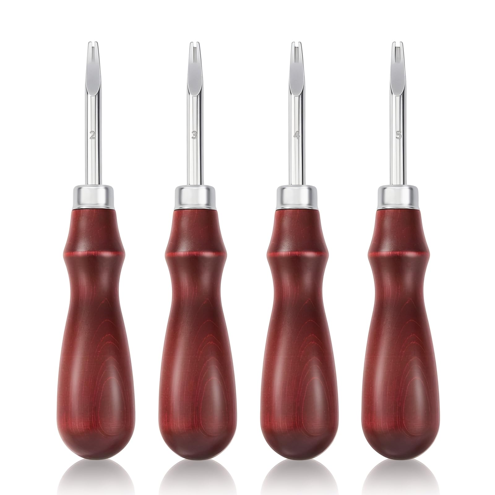 4 PCS Leather Edge Bevelers - Leather Beveler Tool for Edge Finishing and DIY Leathercraft, Leather Edge Beveler Tool Gift for Leather Artisans, DIY Enthusiasts (0.8mm,1mm,1.5mm, 2mm)