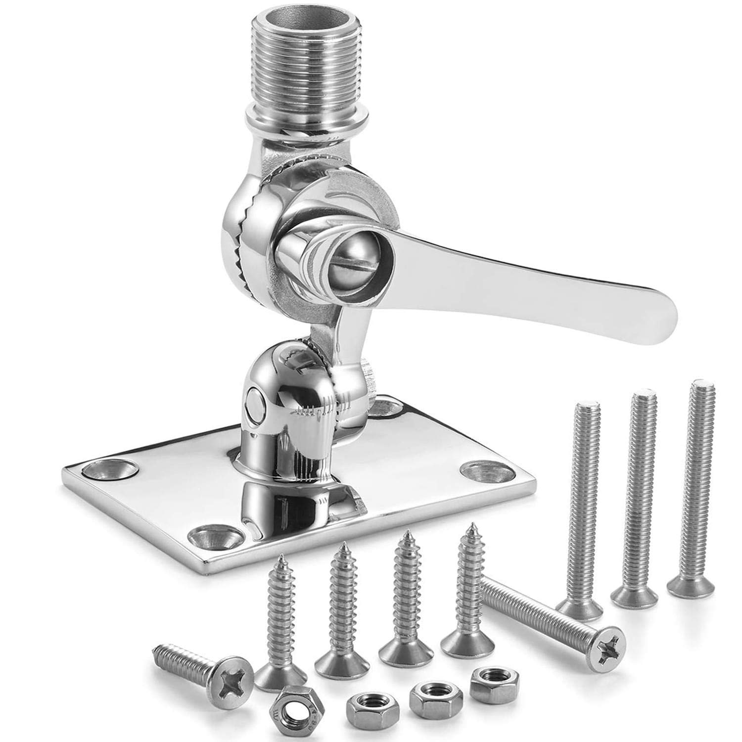 Marine VHF Antenna Mount,316 Stainless Steel Adjustable Base Mount for Boat