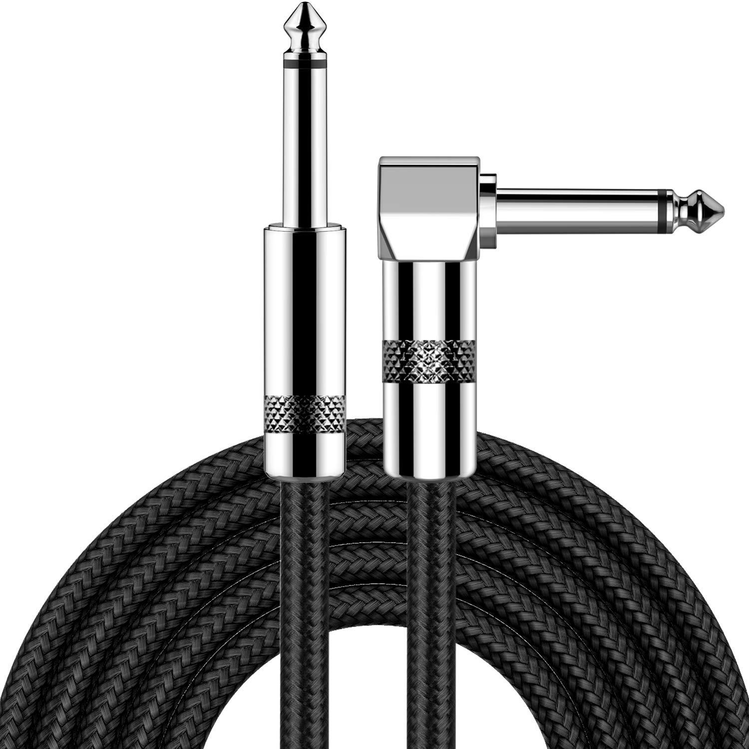 New Bee Guitar Cable 6ft Electric Instrument Cable Bass AMP Cord for Electric Guitar, Bass Guitar, Electric Mandolin, Pro Audio (Right Angle to Straight, Black)