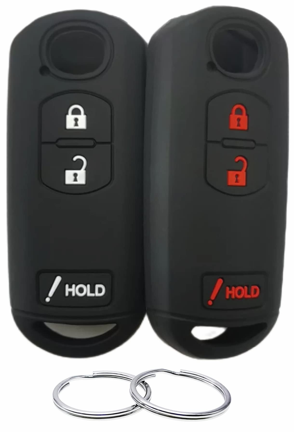 REPROTECTING Silicone Rubber Key Fob Cover Compatible with 2010-2019 Mazda 3 6 CX-3 CX-5 CX-7 CX-9 WAZSKE13D02 KDY3-67-5DY, black black, 7.5*4.5