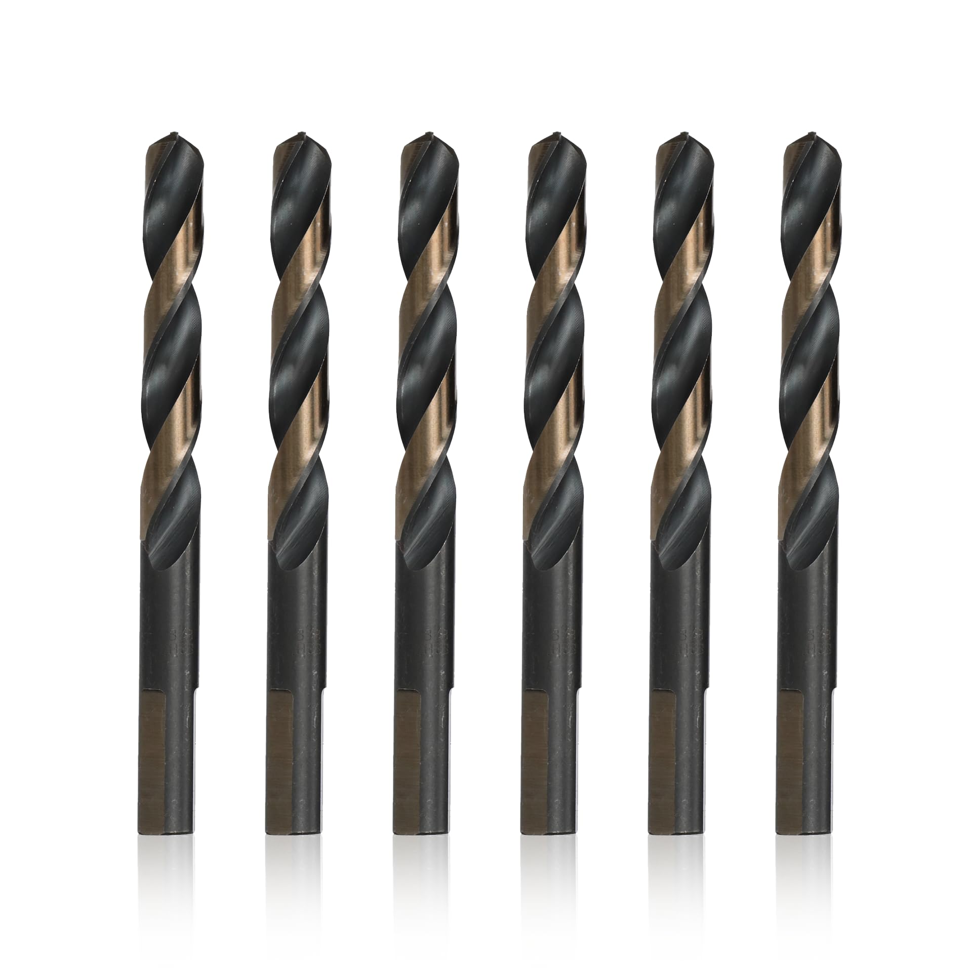 Drill America 13/32" High Speed Steel Black & Gold KFD Split Point Drill Bit with 3-Flat Shank (Pack of 6), KFDML Series