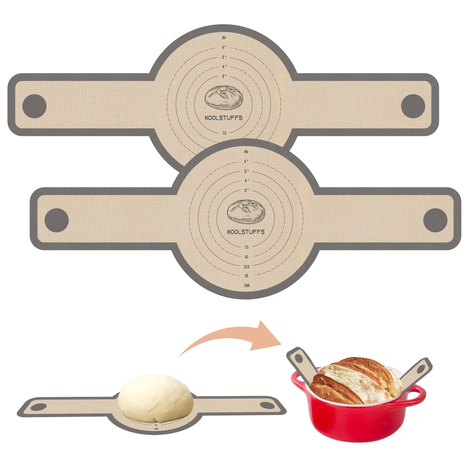 Koolstuffs Sourdough Silicone Bread Sling for Dutch Oven, 2 Pack