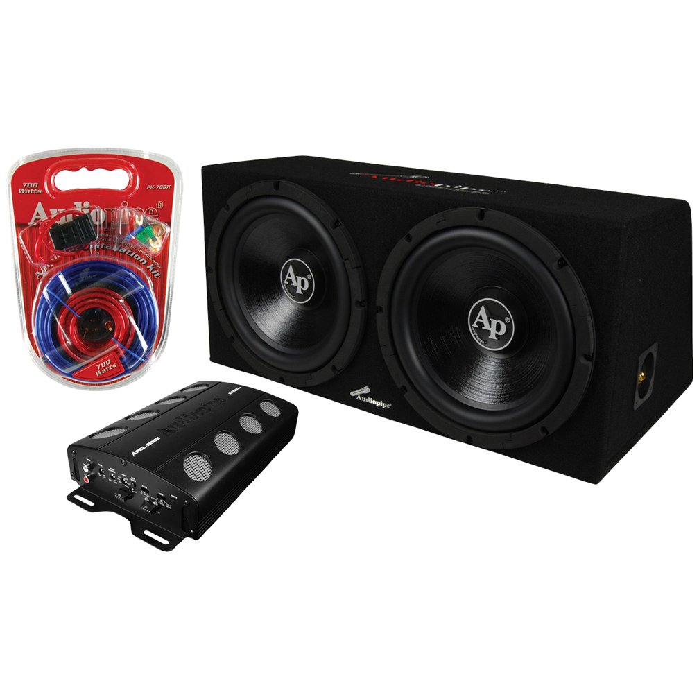 Audiopipe APSB1250 Dual 12" Enclosure w/ Amplifier & Install Kit