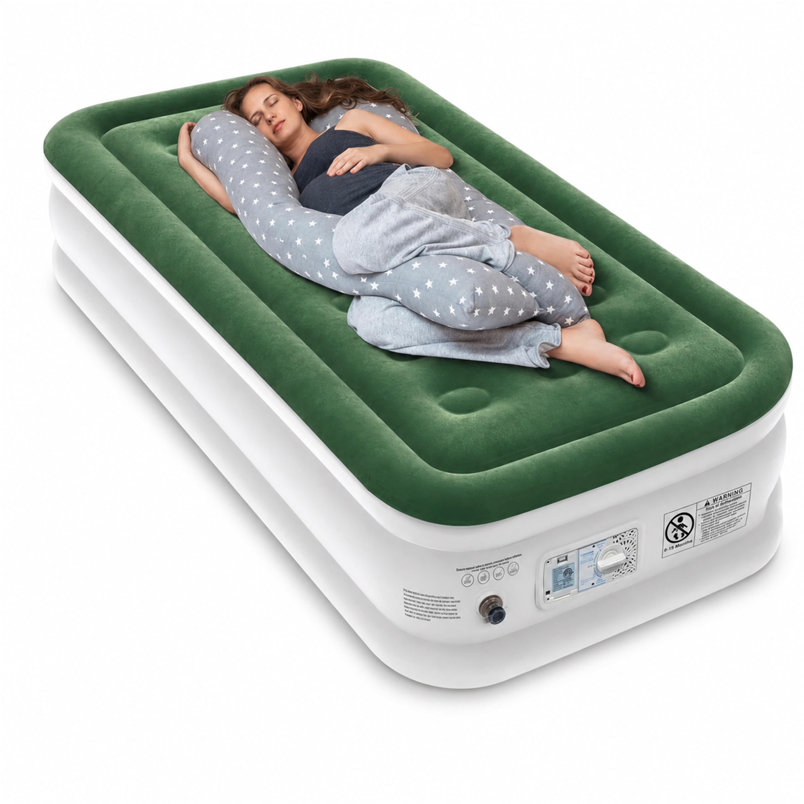 Zearna Air Mattress with Built in Pump - Upgraded Twin Blow Up Mattress, 2 Mins Quick Self Inflatable,18"/650lbs Max, Strong Support, for Camping,Home,Guests,Portable Travel