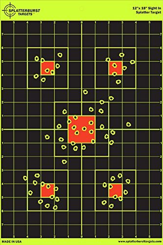 Splatterburst Targets - 12 x 18 inch Sight in Shooting Target - Shots Burst Bright Fluorescent Yellow Upon Impact - Gun - Rifle - Pistol - Airsoft - BB Gun - Air Rifle - Made in USA (10 Pack)