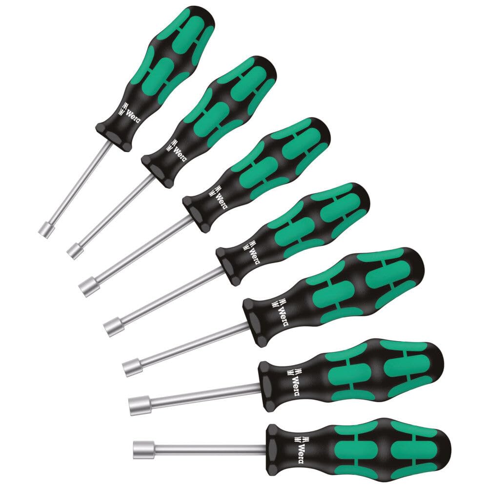 Wera 05345230001 Kraftform Plus Hollow Shaft SAE Nutdriver Set (7 Piece Set)