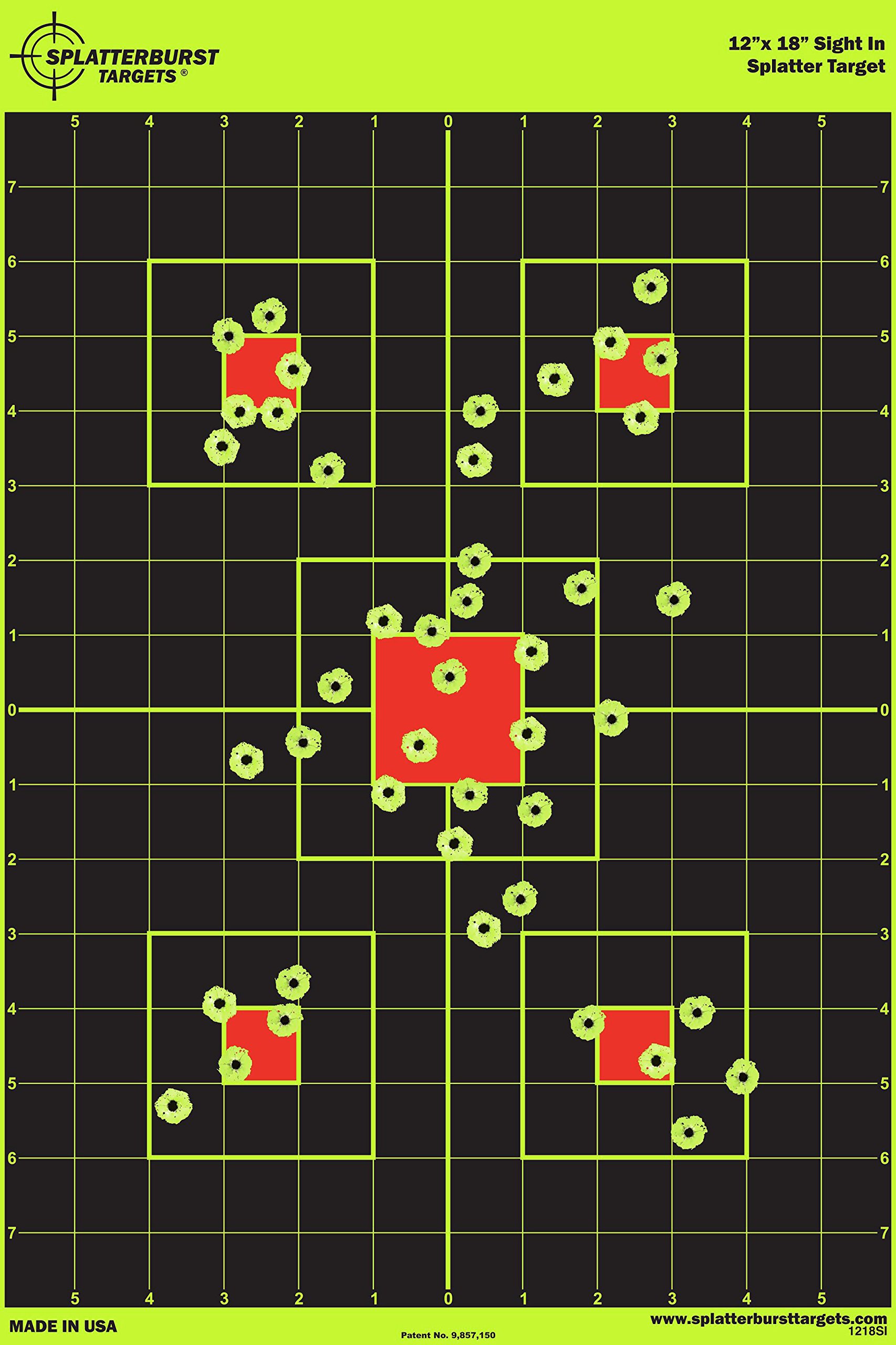 50 Pack - 12"x18" Sight In Splatterburst Target - Instantly See Your Shots Burst Bright Florescent Yellow Upon Impact!