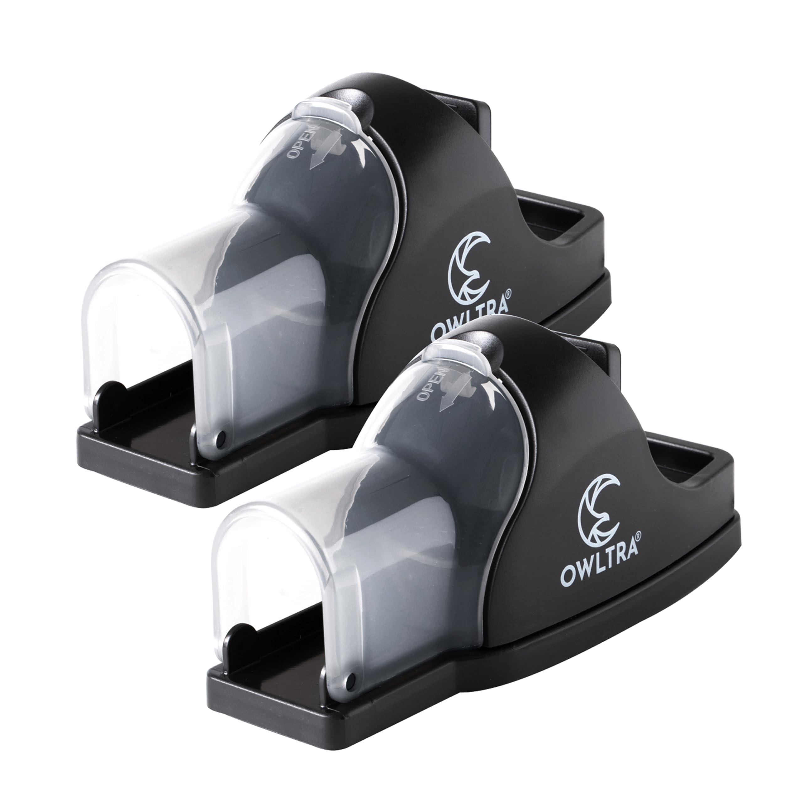 OWLTRA in-/Outdoor Safe Tunnel Snap Mouse Trap 2PCS, Instant Eliminate Rodent Snap Trap with Clear Tunnel Entry, Touch-Free Release, and Powerful Snap, Black, TST-217