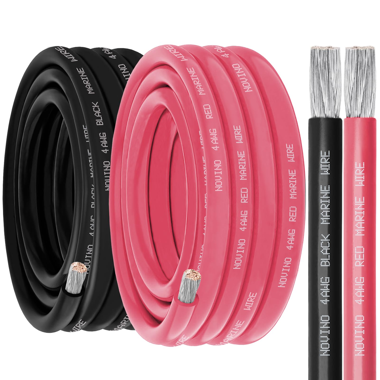4 Gauge Marine Wire 4 AWG Marine Grade Wire,4 Gauge 20FT Red & 20FT Black