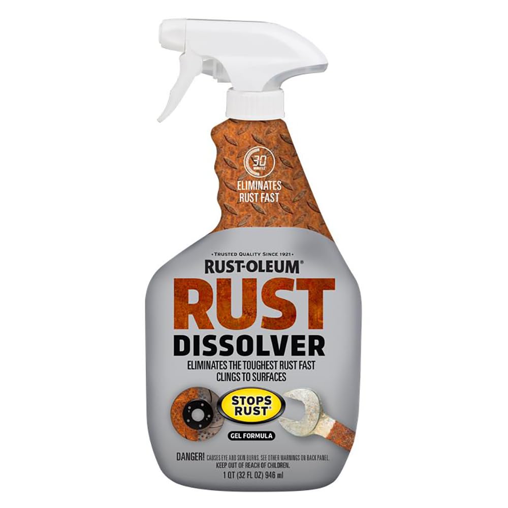 Rust-Oleum Rust Dissolver Trigger Spray Gel | Heavy-Duty Corrosion Remover for Metal Tools, Cars, Bikes, Grills, Bolts, Firearms & More | 32 oz