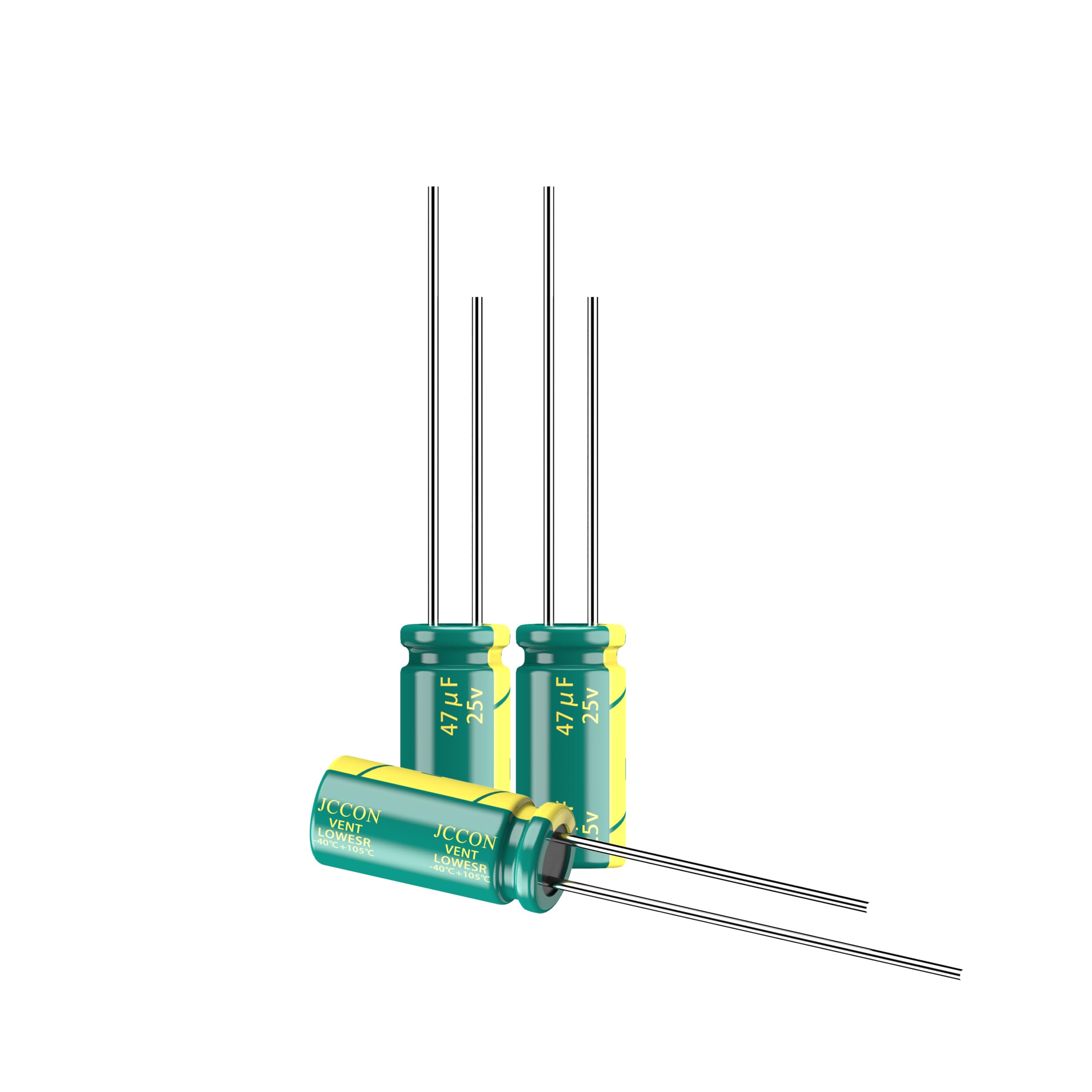 JCCON 10-Pack 25V 47uF Premium Quality Low ESR Electrolytic Capacitors 5x11mm (0.2x0.43in), 25Volt 47MFD High-Frequency Caps with Superior Performance