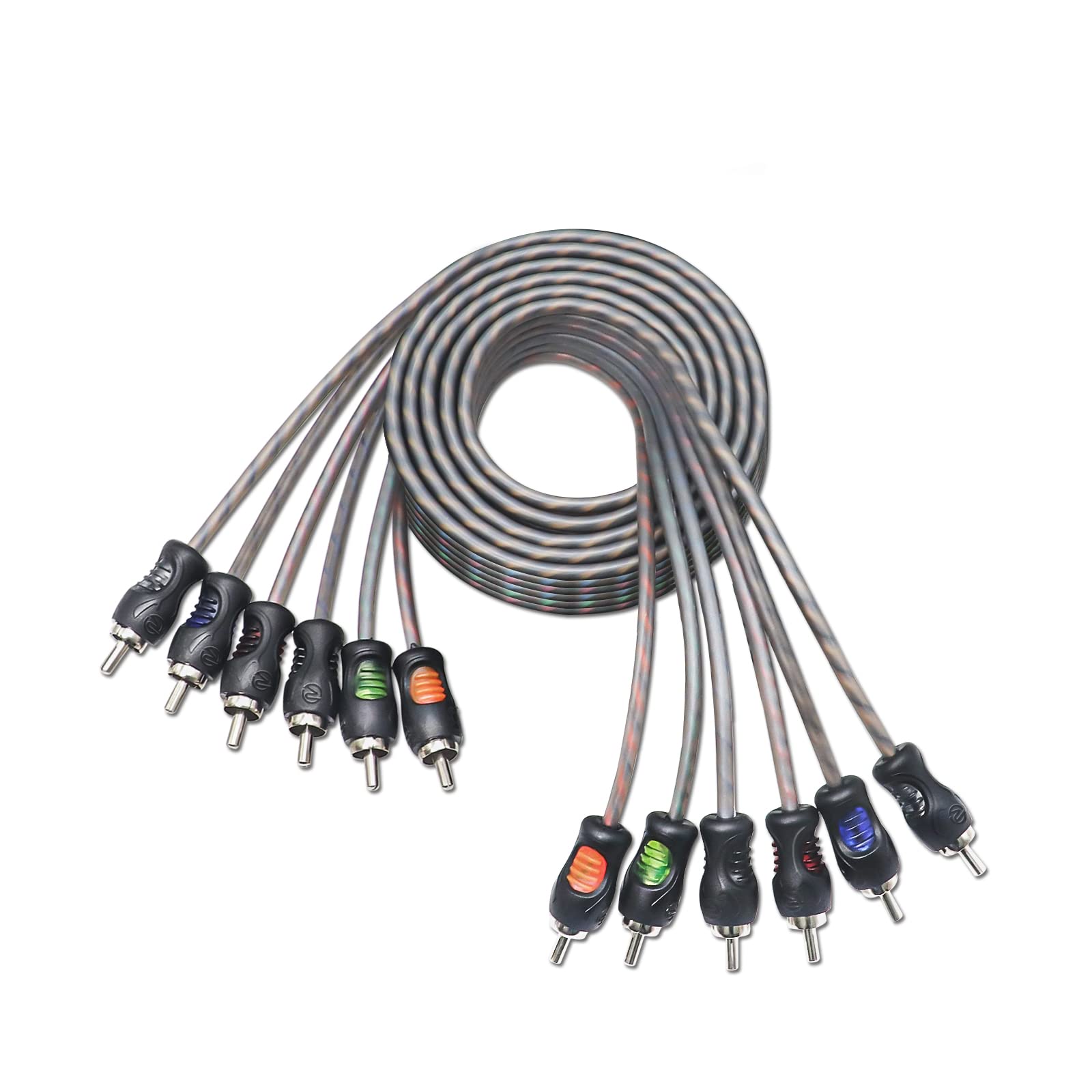RECOIL RCI66 99.99% Oxygen Free Copper 6ft 6-Channel RCA Audio Cable, Twisted Pair with Noise Reduction