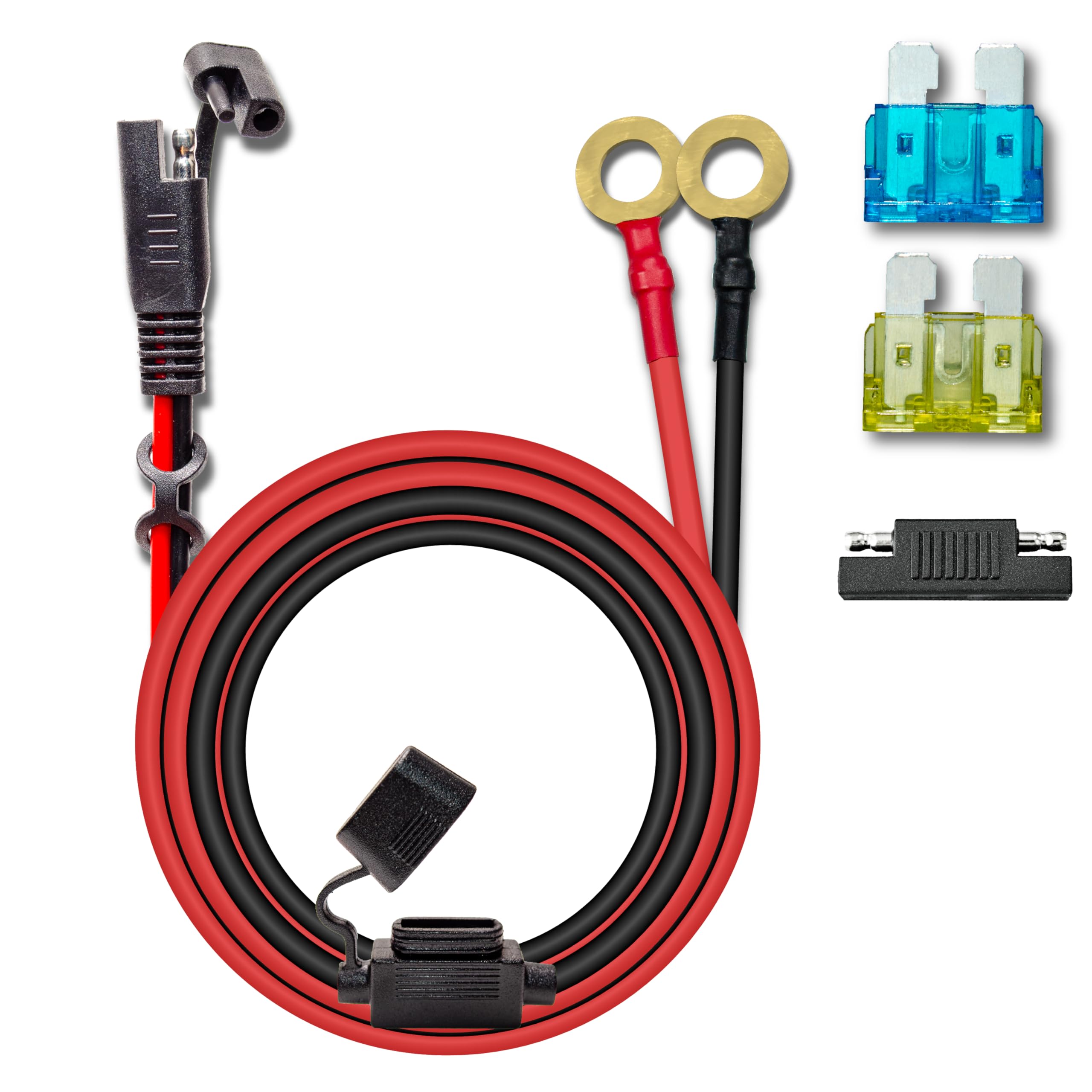BFXM 10AWG 10FT SAE Connector Extension Cables with 15& 20A Fuse