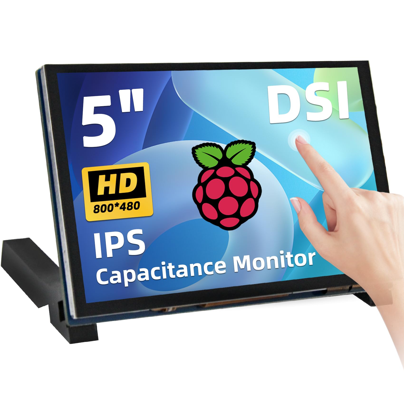 iPistBit 5 Inch Raspberry Pi Touchscreen, 800x480 DSI IPS LCD Display, 5-Point Touch Capacitive Screen, Monitor for Raspberry Pi 5/4B/3B+/3B/B+/A+, Driver-Free