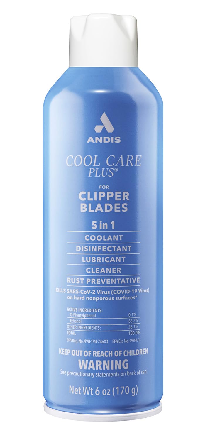 Andis 12551 Cool Care Plus 5-in-1 Clipper Blade Spray, Cooling, Blue