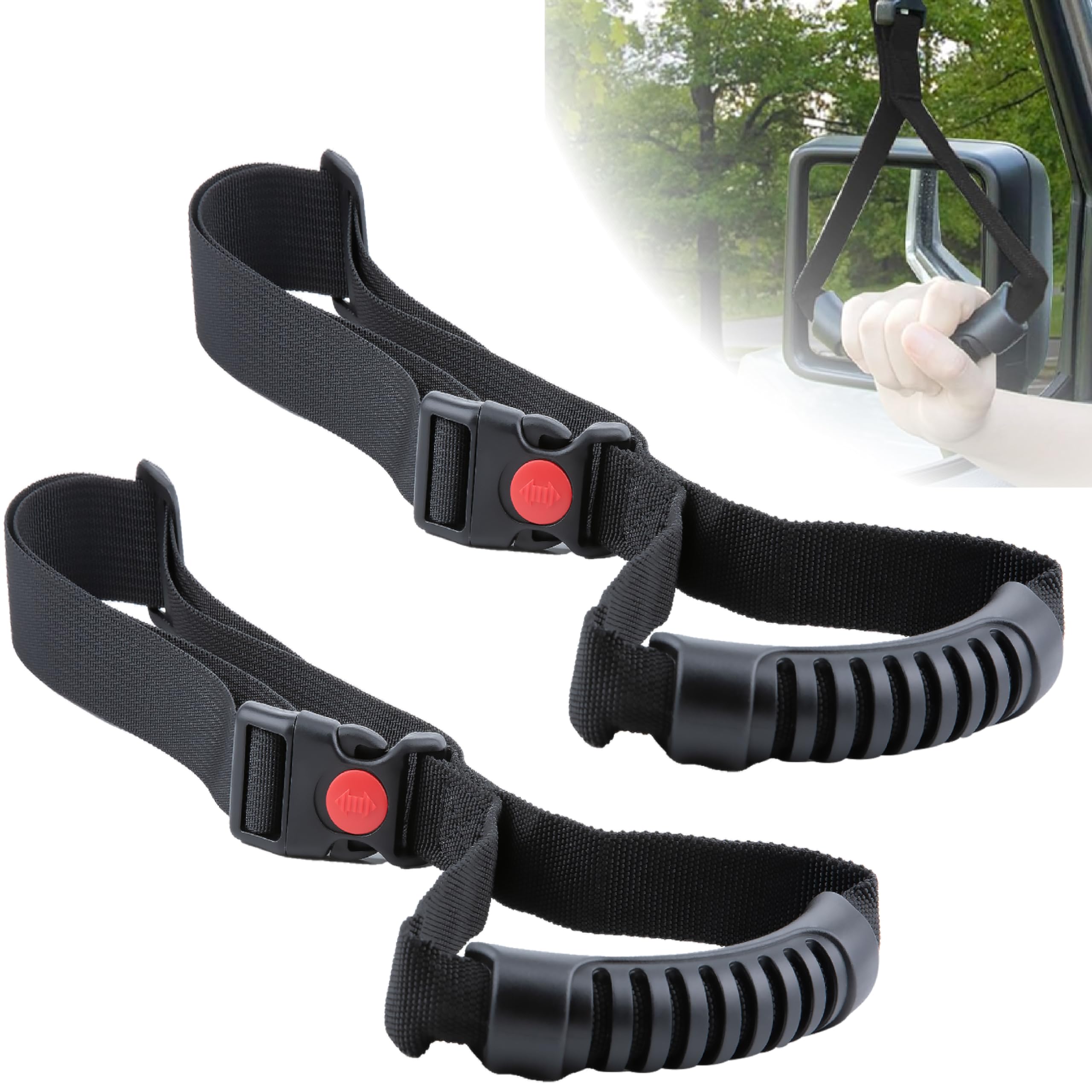 ecocstm 2 PCS Car Adjustable Grab Handles, Car Accessories Handle Assist, Safety Handle Portable Vehicle Support Grab Bar for Trucks, SUVs, Vans, Cars and ATVs (Black)