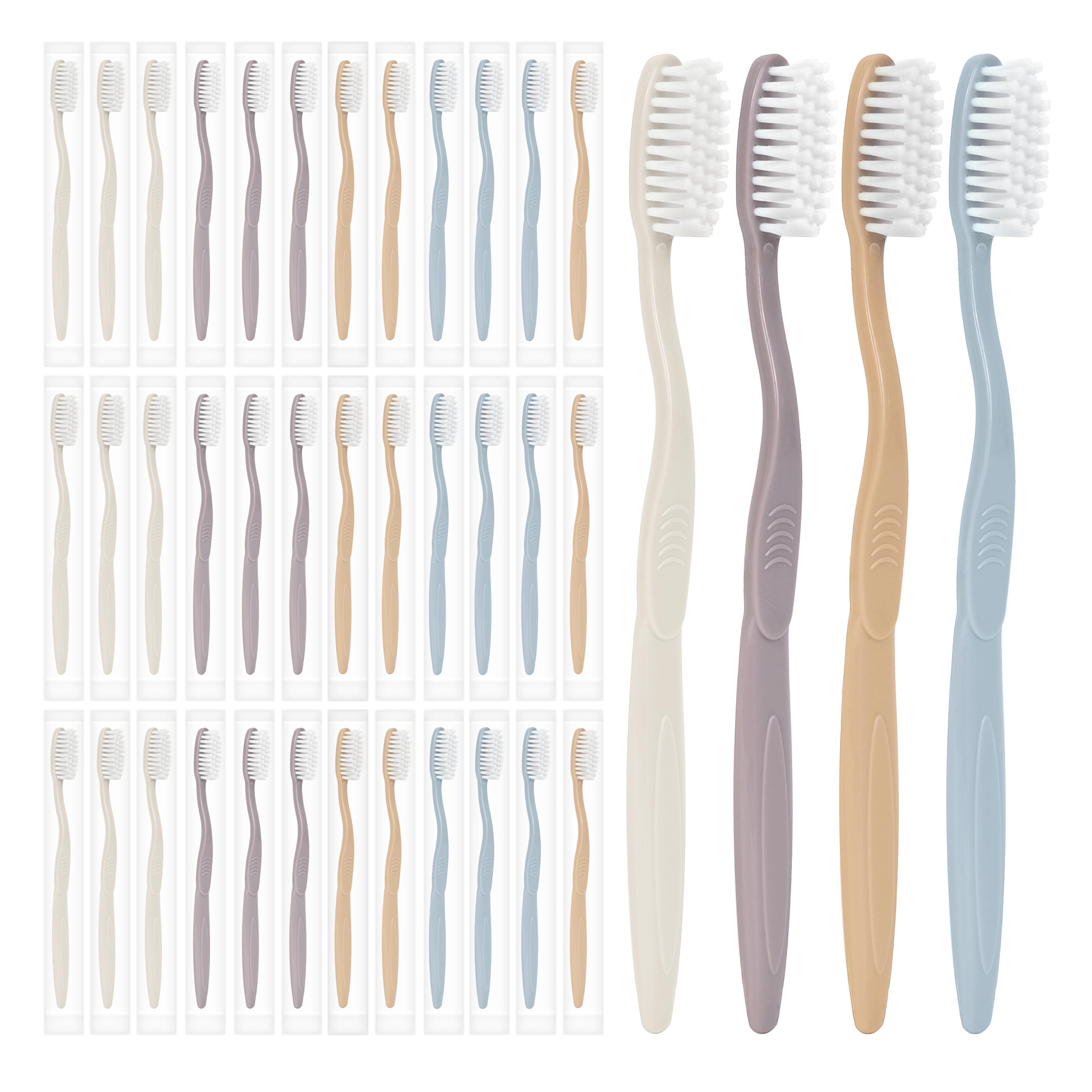 DR.BRIGHT 40 Pack Soft Individually Toothbrushes with Tongue Scraper