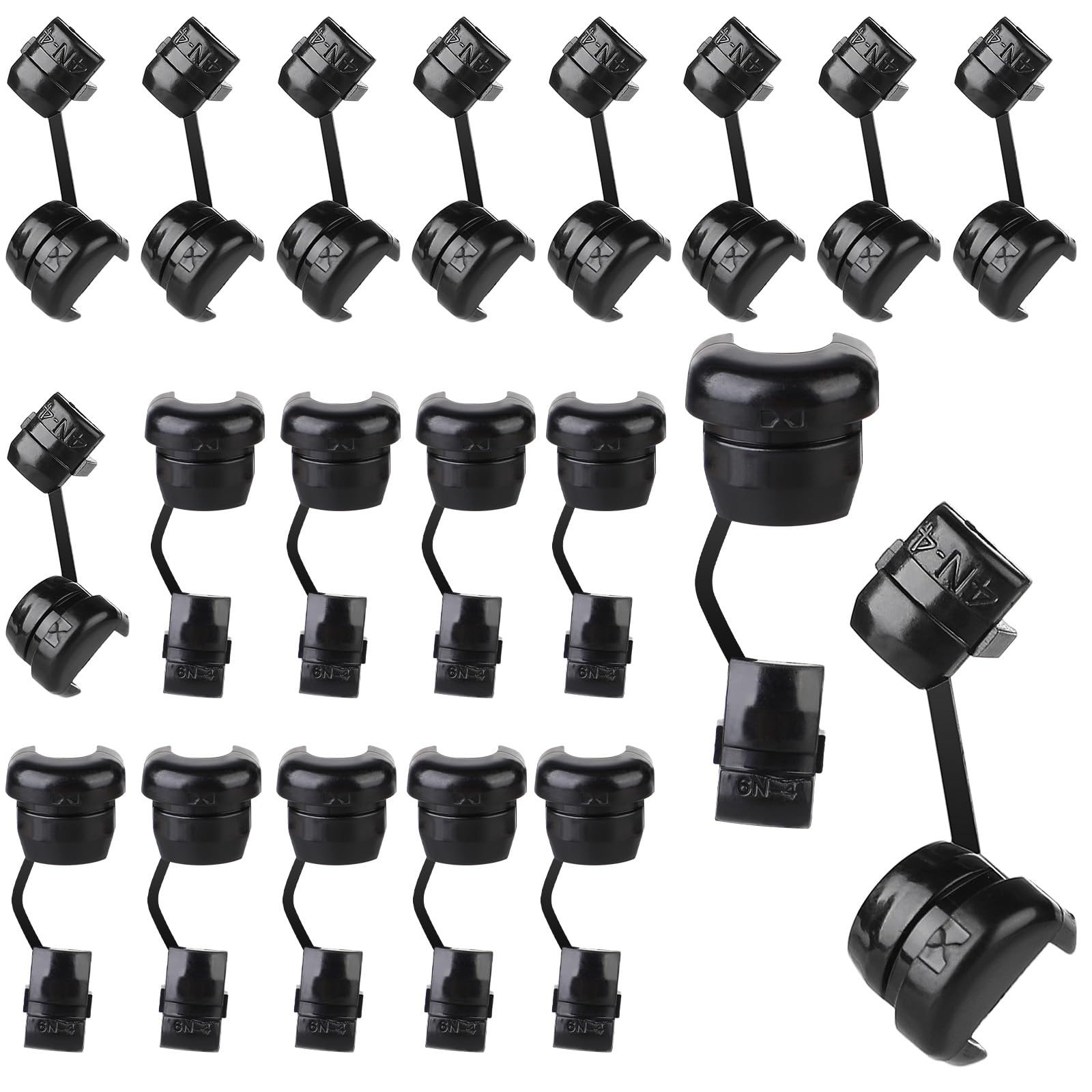 20PCS Electric Cable Protection Cord Buckle Black Wire Cover Round Nylon Cable Strain Relief Bushing Wire Strain Relief Bush Cord Grommet 6N-4 4N-4