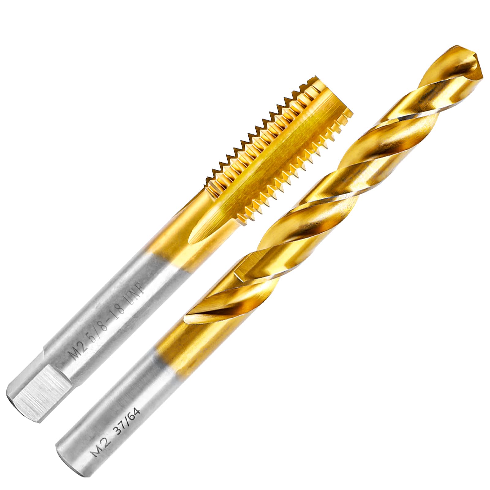 5/8"-18 UNF Tap and 37/64" Drill Bit Kit for Metal,M2 HSS Drill and Tap Set