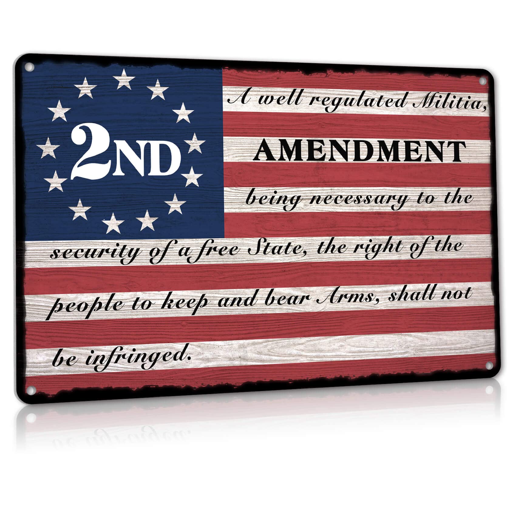 ALREAR 2nd Amendment Metal Tin Sign, Patriotic Americana Wall Decor for Firing Ranges, Gun Room, Office, Gifts for Veterans Military 12x8 Inch