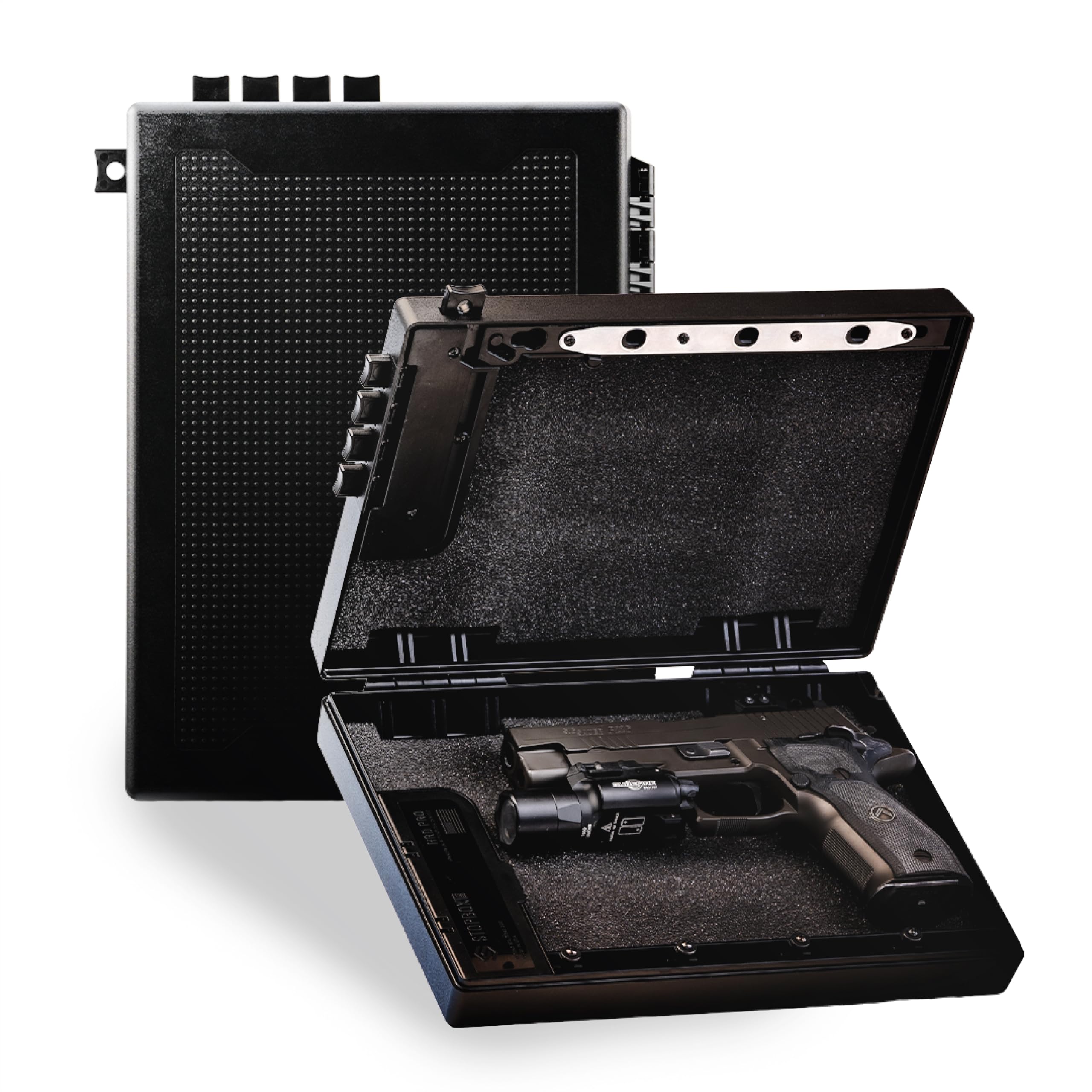 STOPBOX Gun Safe Alternative - Tactical Handgun Storage, Instant Access Portable Gun Case, TSA Compliant Gun Lock Box for Quick Handgun Access | Black - 2PK (Full-Size Only)