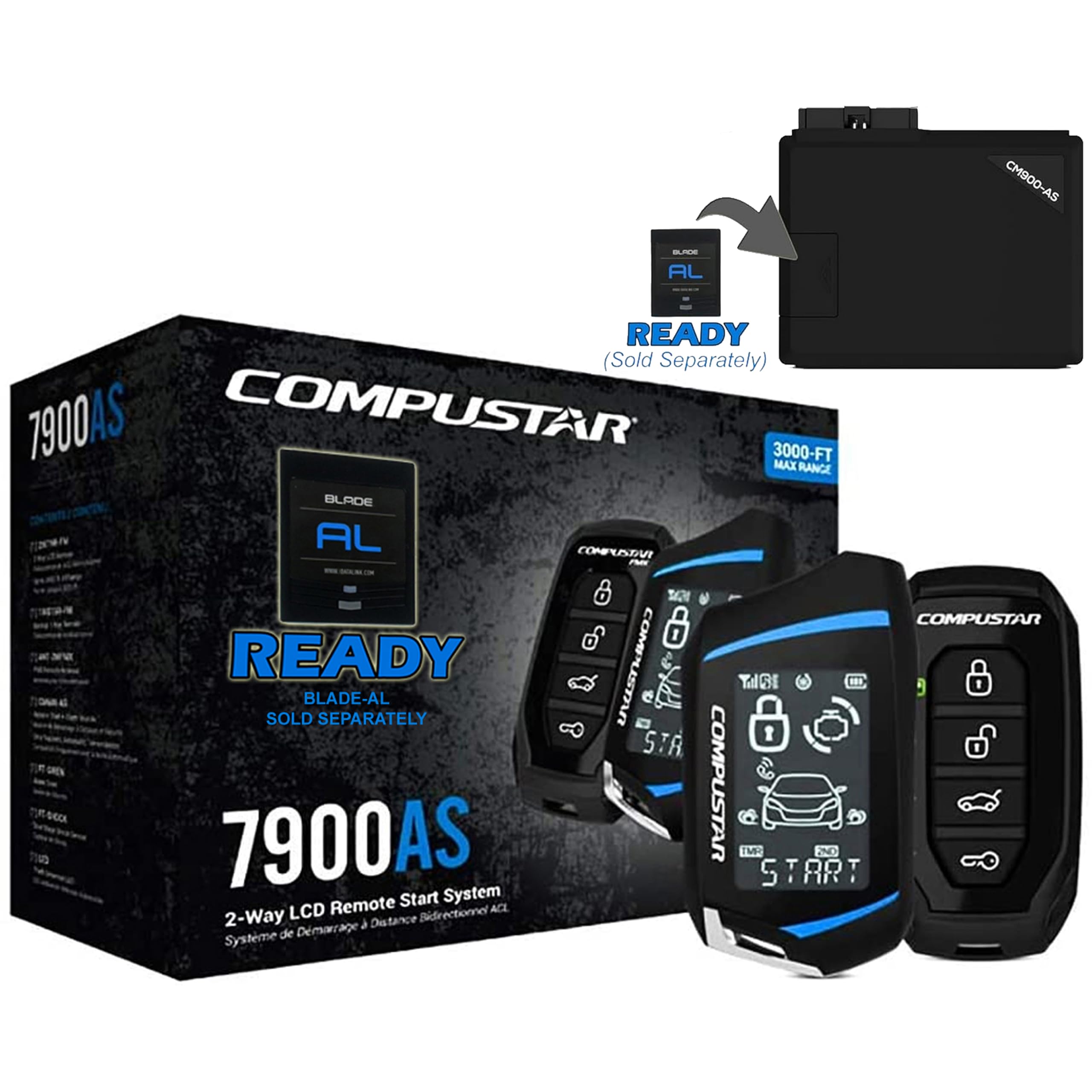 Compustar CS7900-AS All-in-One 2-Way Remote Start and Alarm Bundle w/ 3000 Feet Range