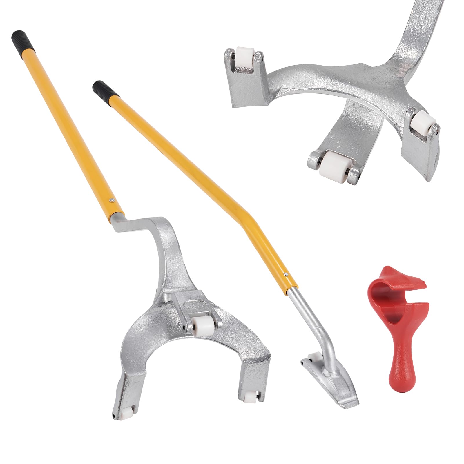 VEVOR Steel Tire Mount Demount Tool 22.5" to 24.5" Semi Tire Changing Tool with Extra Bead Holder, Tubeless Truck Bead Breaker Manual Tire Changing Tools for Car Repairing (Yellow)
