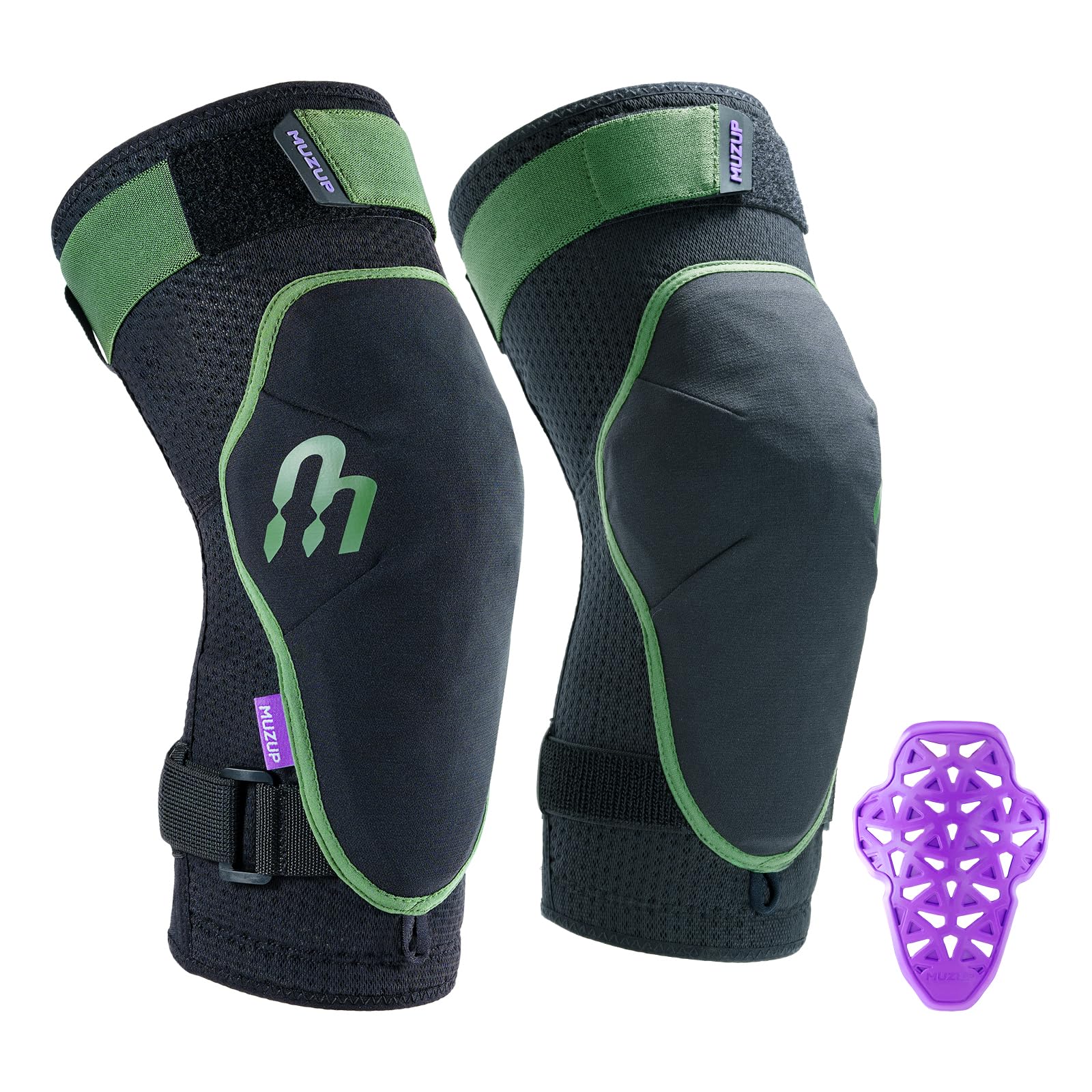 MUZUP Offedge Mountain Bike Knee Pads, CE Level 1, MTB Men Women Youth, L