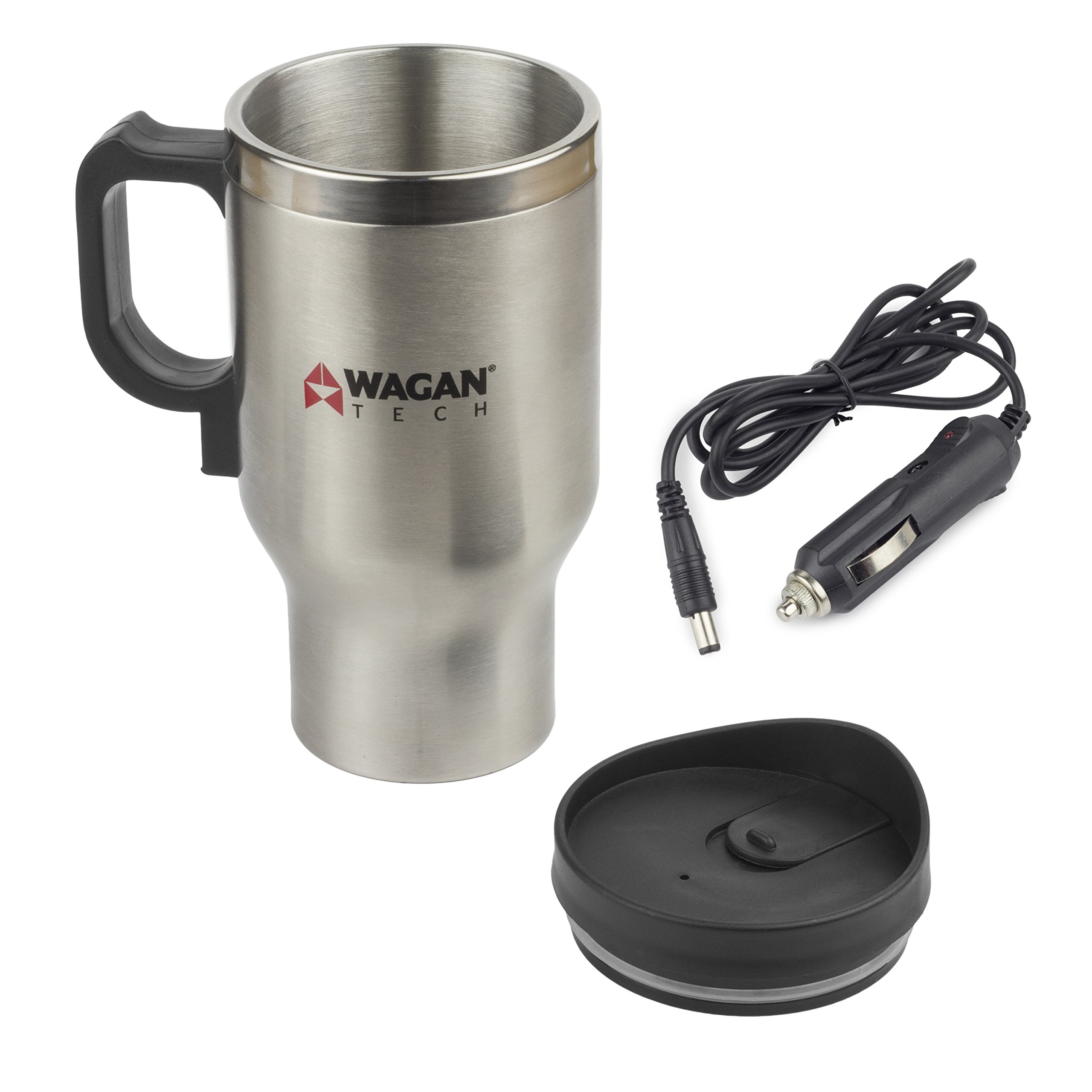 Wagan Tech 6100 12-Volt Deluxe Double-Wall Stainless Steel Heated Travel Mug