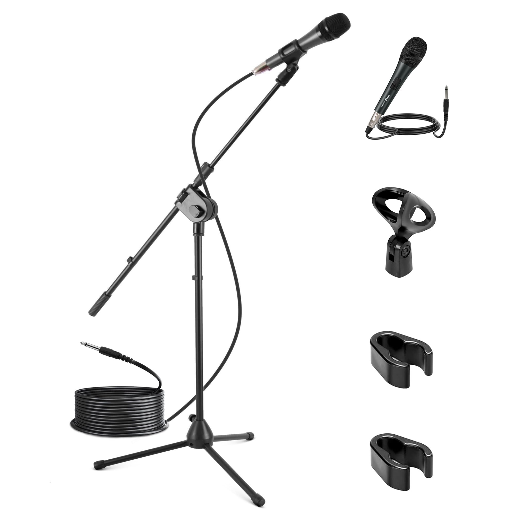 Pyle PMKSM20 Microphone & Tripod Stand w/ Extending Boom & Cable Package