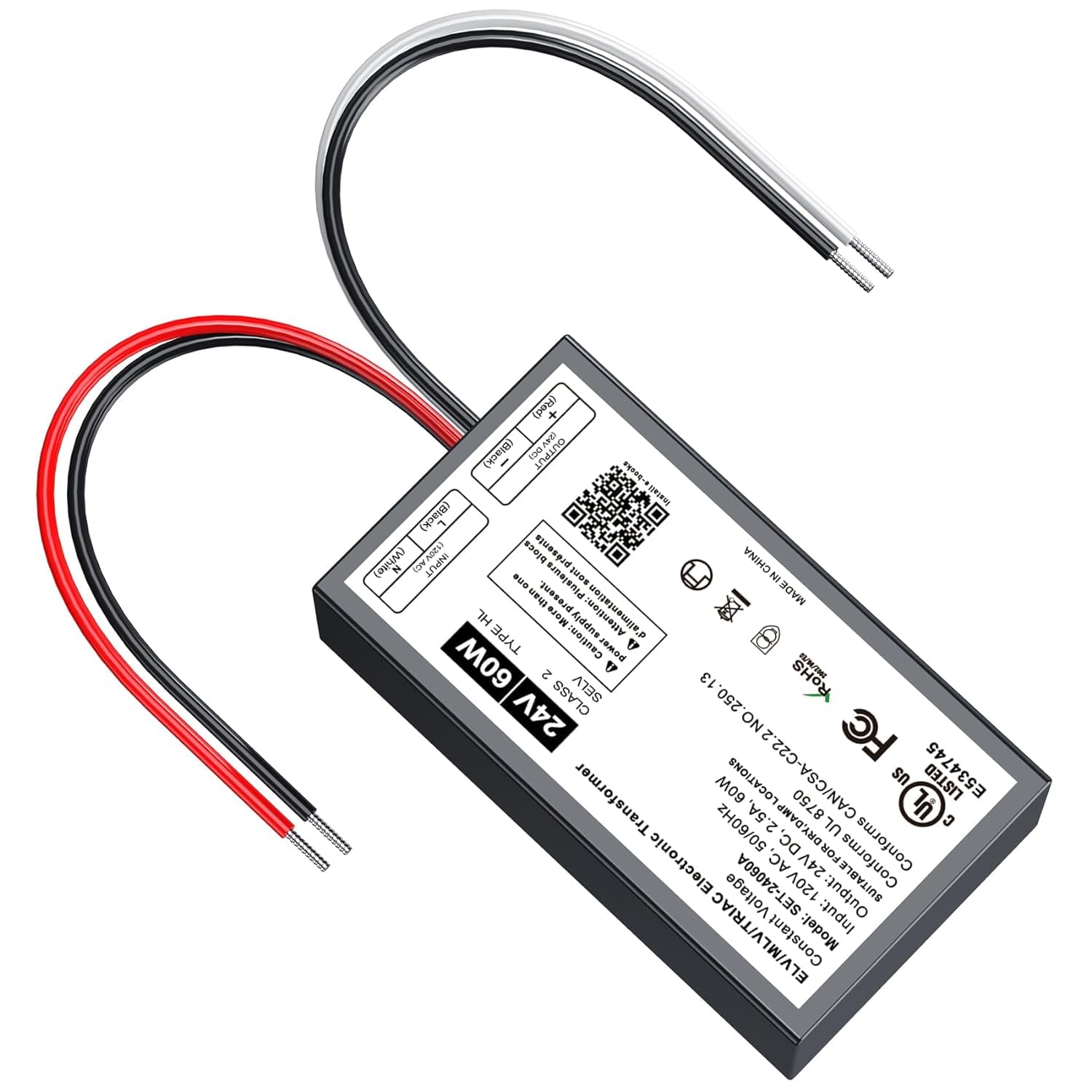 24V Dimmable LED Driver, 60W Triac ELV/MLV LED Transformer Compatible with Lutron&Leviton Switches, Dimmable Power Supply 60W 24V for Light Smooth Flicker Free Dimming