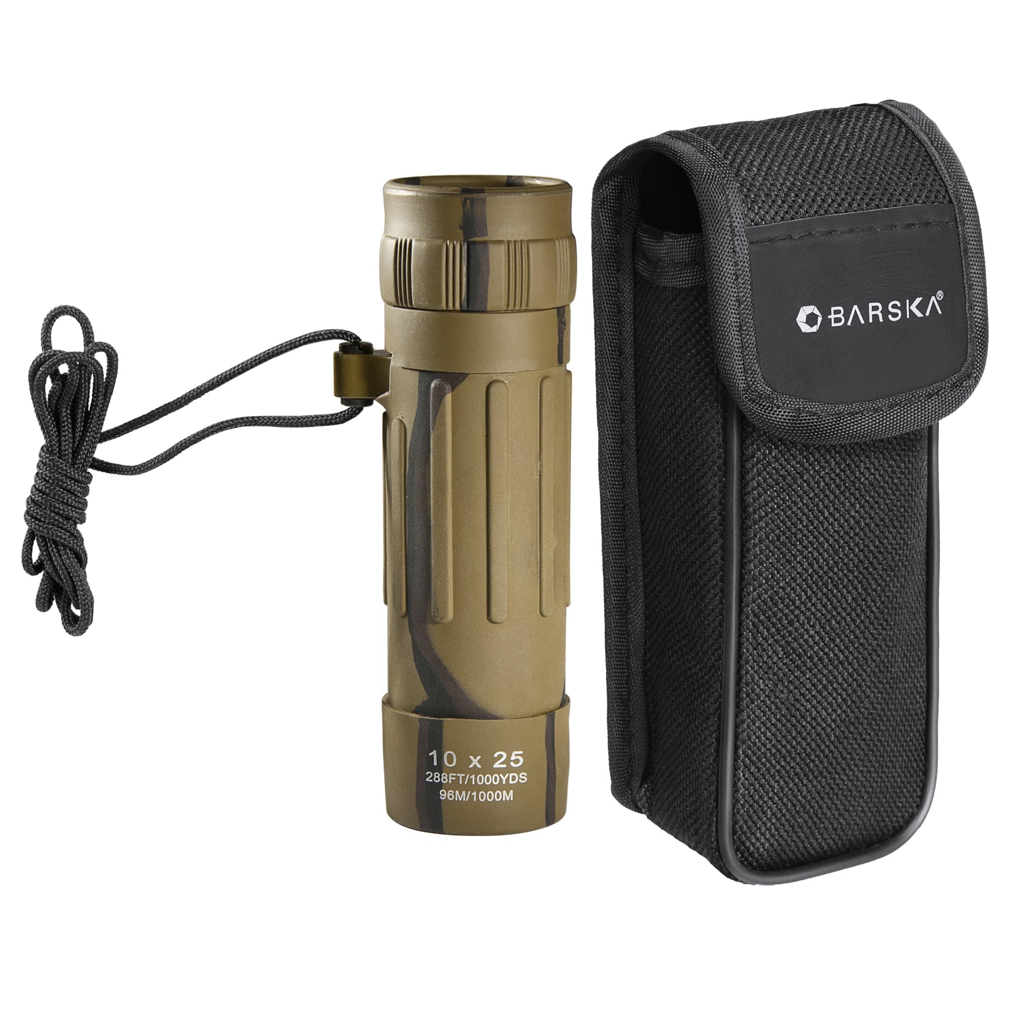 Barska 10x25 Lucid View Monocular – Compact Lightweight 10x Magnification with Fully Coated Optics, BK7 Roof Prism, Slip-Resistant Rubber Armor, Ideal for Travel, Hiking, Bird Watching