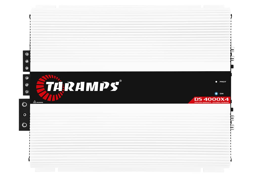 Taramps DS 4000x4 2 Ohms 4000 Watts RMS 4 Channels Class D Full Range Amplifier with RCA/High Level Input Crossover High/Low Pass Fixed Bridgeable Stereo Car Audio Amp