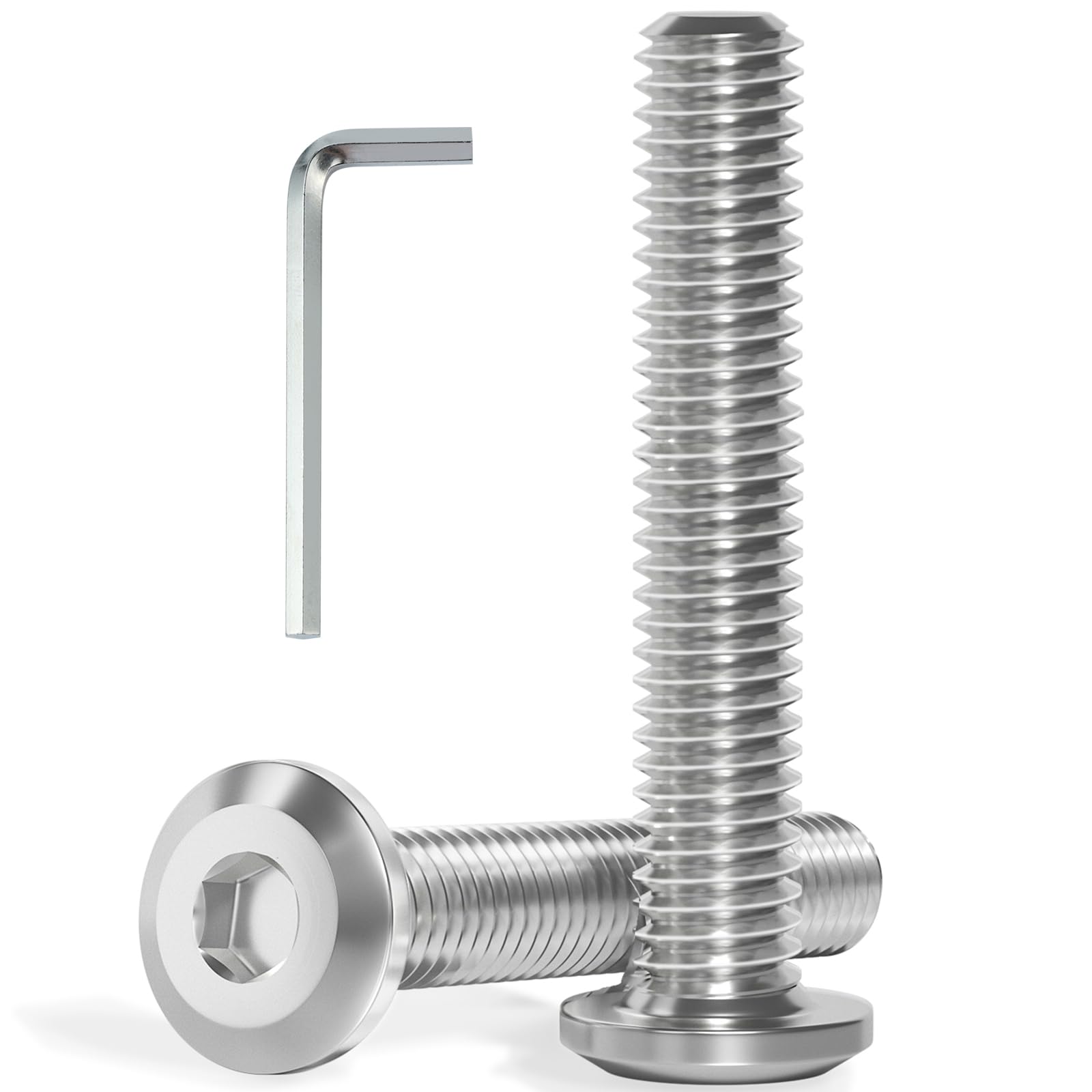 VGBUY M8-1.25 x 60 mm 16Pcs Flat Head Hex Socket Cap Screws Bolts,304 Stainless Steel 18-8,Full Thread,Hex Spanner Included (VG30131)