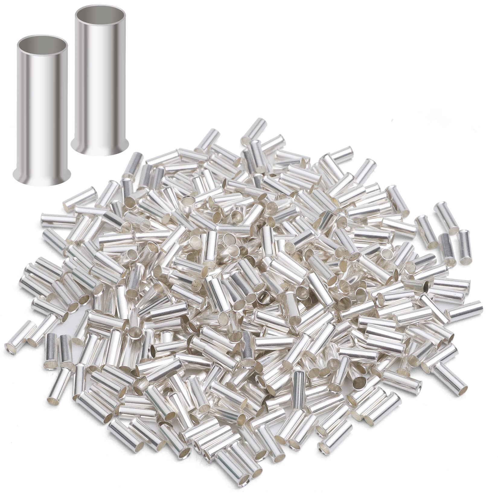 XHF 1000 PCS AWG 20/0.75mm² Wire Ferrules Crimper Plier Non Insulated Crimp Pin Terminal Cord End Terminals Silvery
