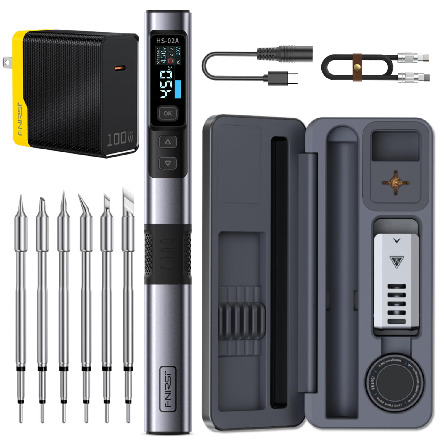 FNIRSI HS-02A 100W Portable Corded Soldering Iron Kit, 3S Fast Tinning