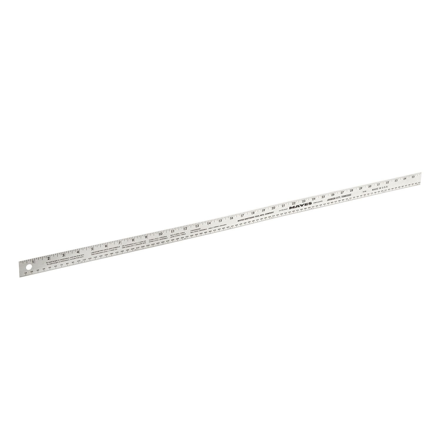 Mayes 10189 36 Inch x 1 Inch Aluminum Ruler