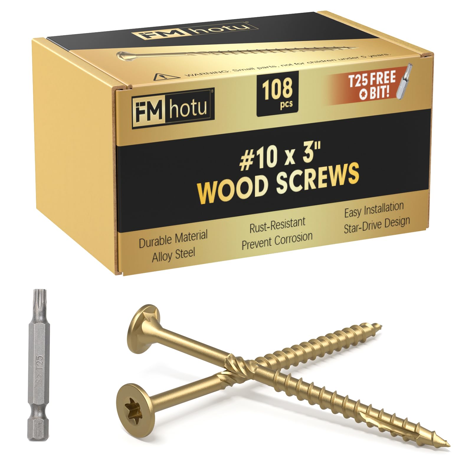 #10 x 3” Deck Screws, 108Pcs Star Drive Wood Screws