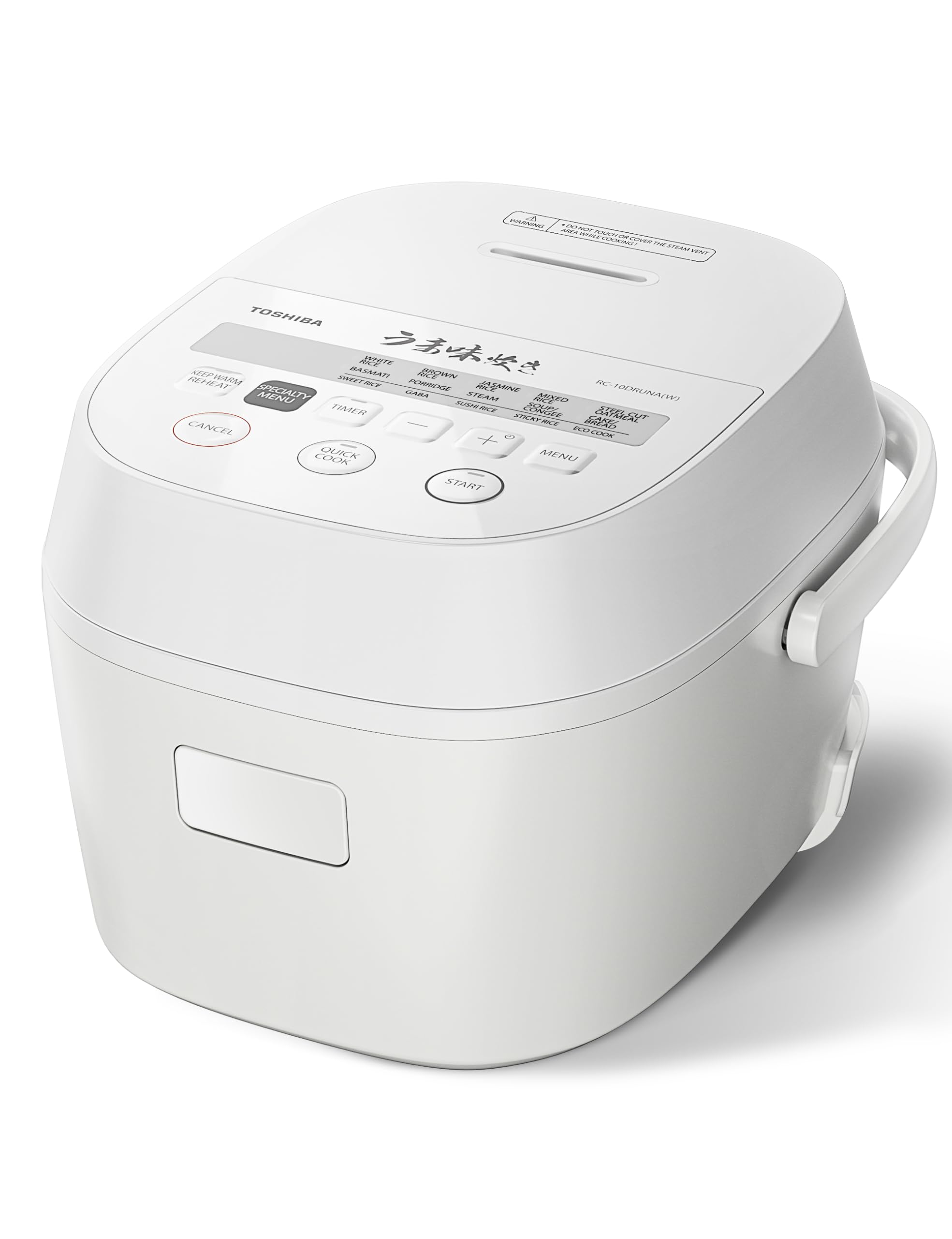 TOSHIBA OriginTaste Rice Cooker 5.5-Cup Uncooked, Fuzzy Logic, 15-in-1 Functions, Digital Display, Delay Timer, Keep Warm, Nonstick Inner Pot, White