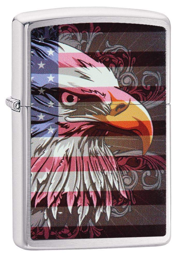 Zippo 28652 Windproof Lighter Eagle Flag, Brushed Chrome