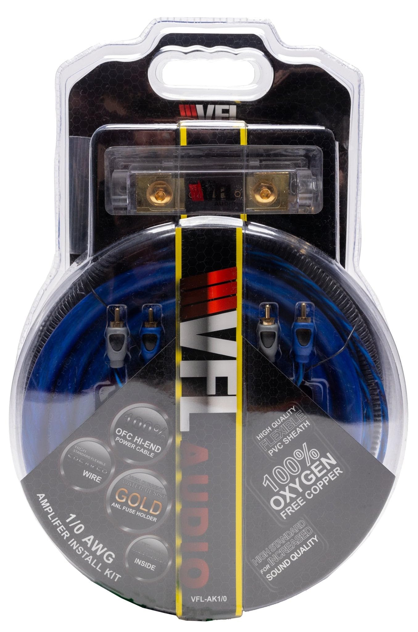 American Bass ABBLUE0GKIT 0 Gauge Wiring Kit, 250A ANL Fuse