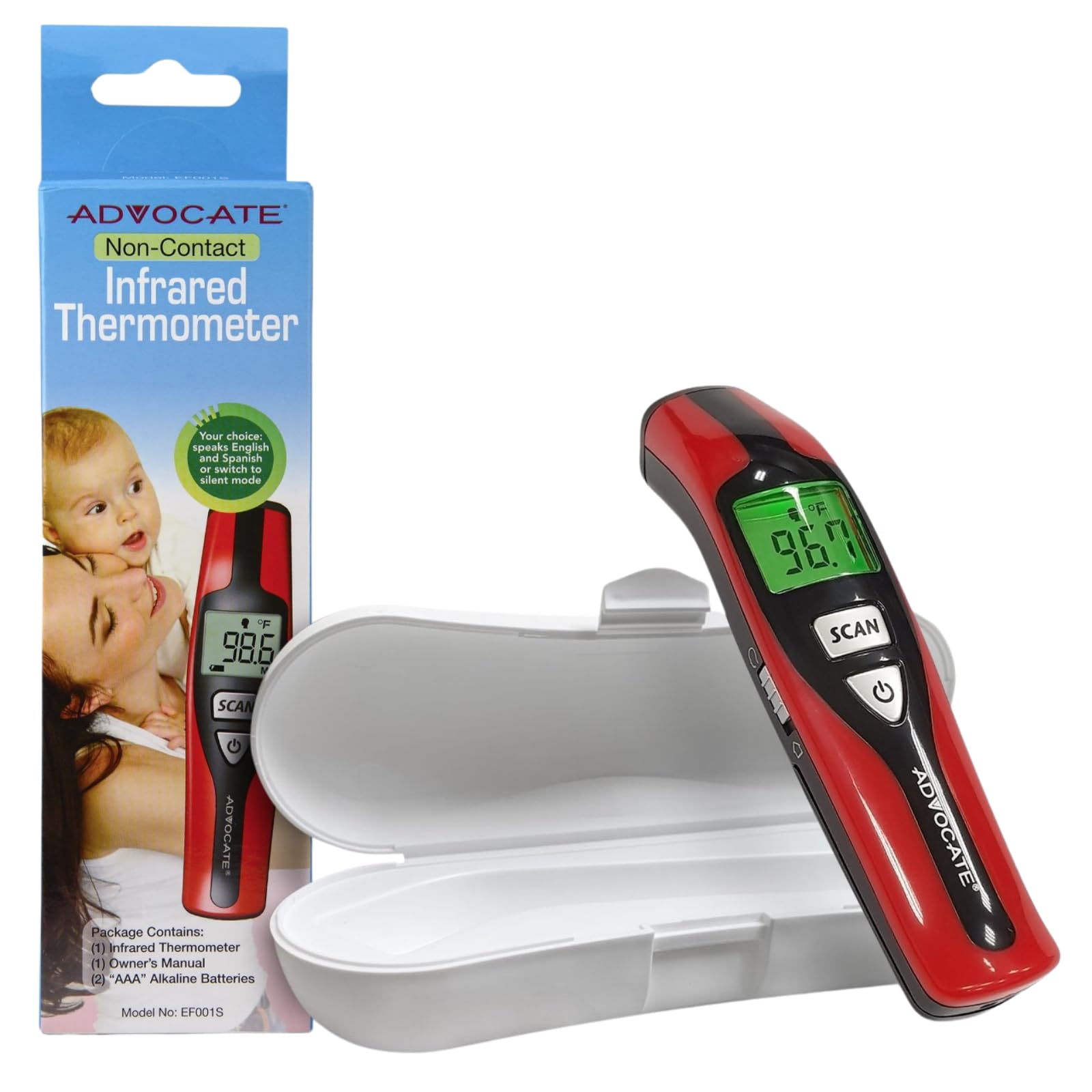 Advocate Non Contact Touchless Speaking Thermometer for Adults, Kids & Babies – Digital Infrared Thermometer – Clinical Results-Speaks English and Spanish