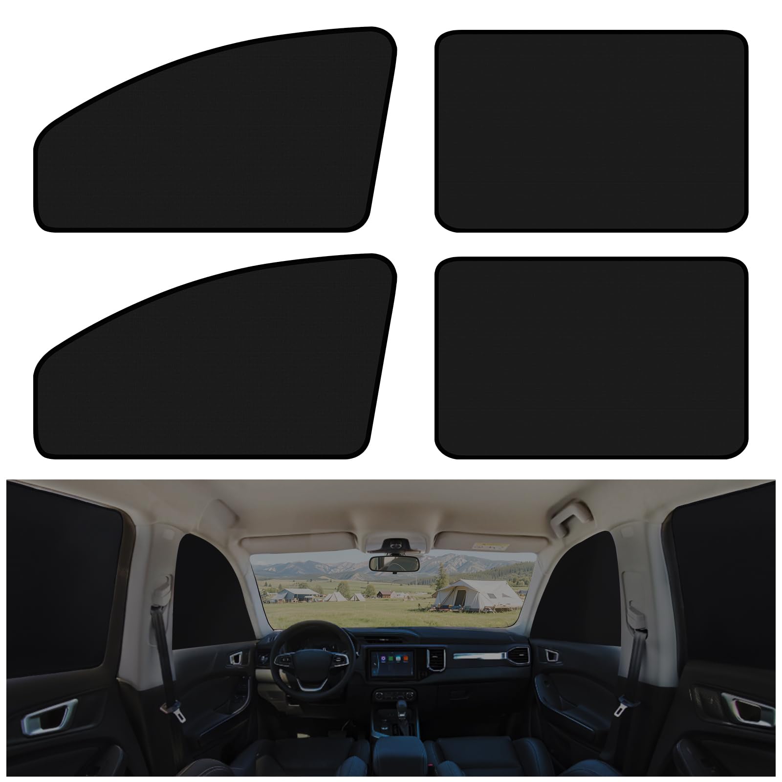 XCBYT Magnetic Car Side Window Shades, 100% Blackout Privacy Curtains