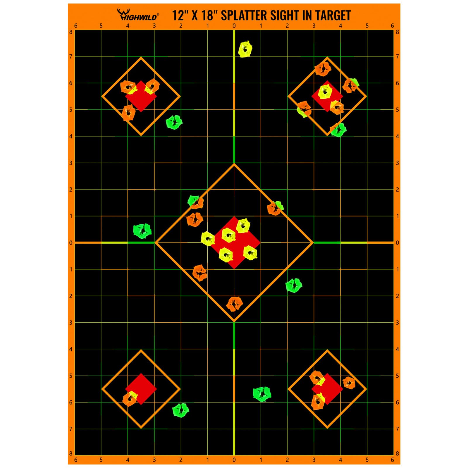Highwild Sight in Splatter Paper Targets - Splash Effect of Multiple Colors - 12x18 Inch (10 Pack)